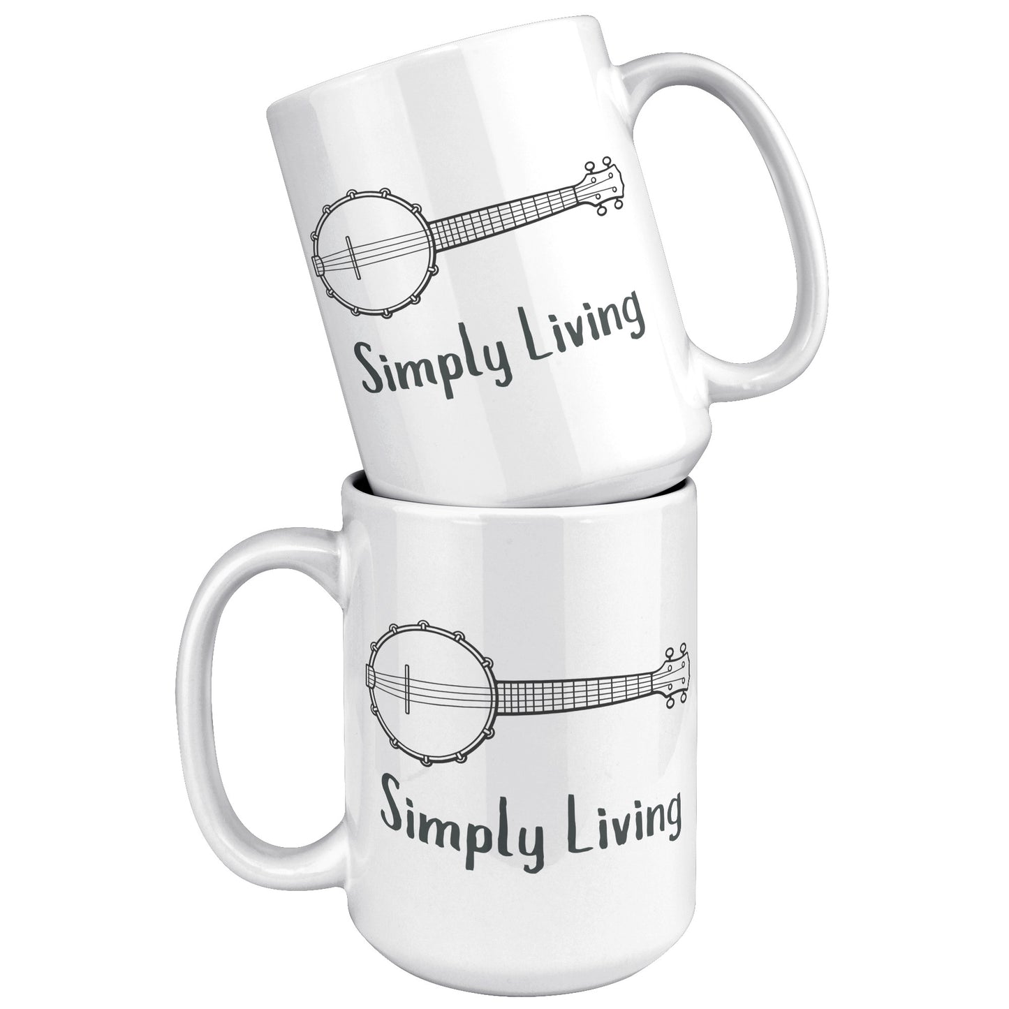 Simply Living Banjo 15oz Mug, Banjo Player Gift, Banjo Lover Gift