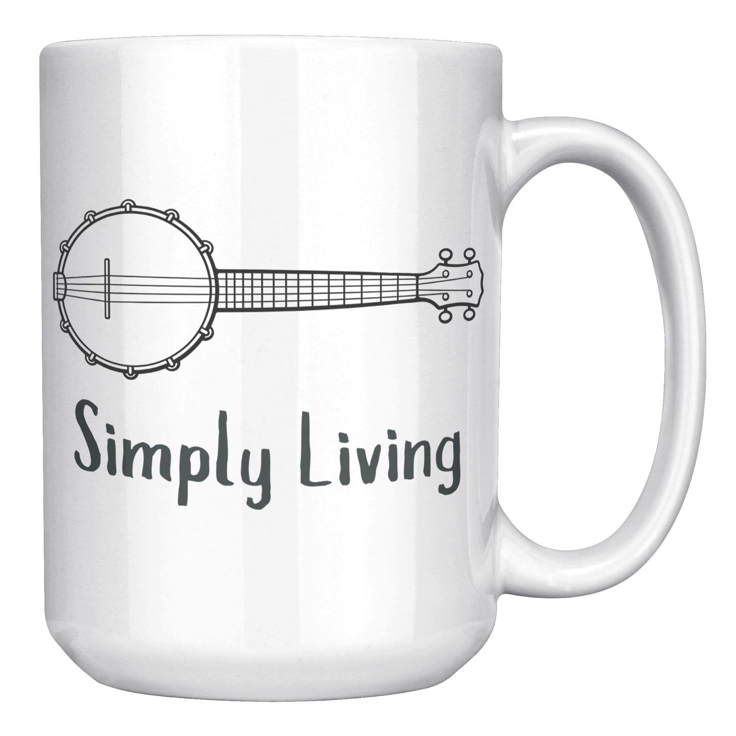 Simply Living Banjo 15oz Mug, Banjo Player Gift, Banjo Lover Gift