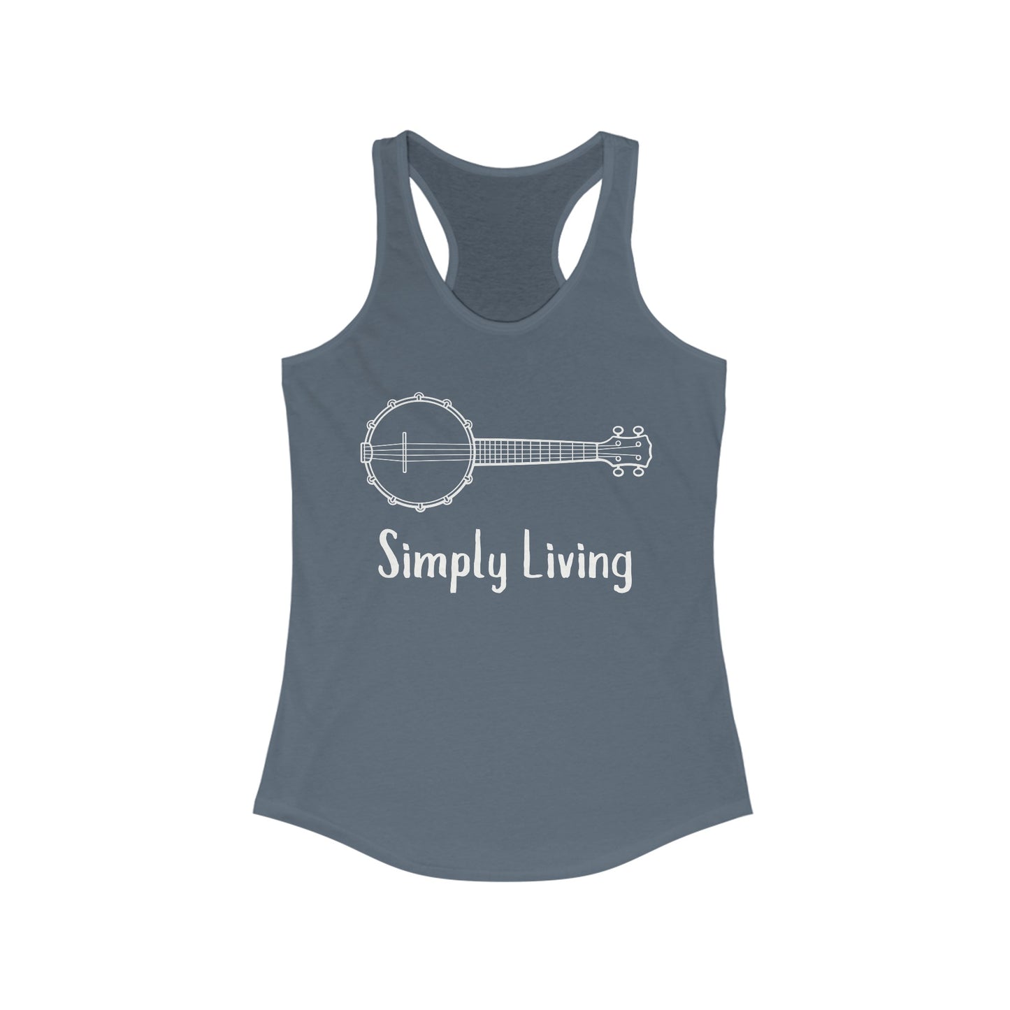 Simply Living Banjo Racerback Tank Top, Bluegrass Tank Top, Music Lover Gift, Banjo Player Gift, Festival Tank Top