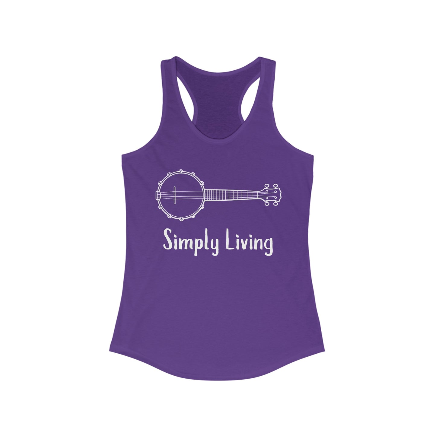 Simply Living Banjo Racerback Tank Top, Bluegrass Tank Top, Music Lover Gift, Banjo Player Gift, Festival Tank Top