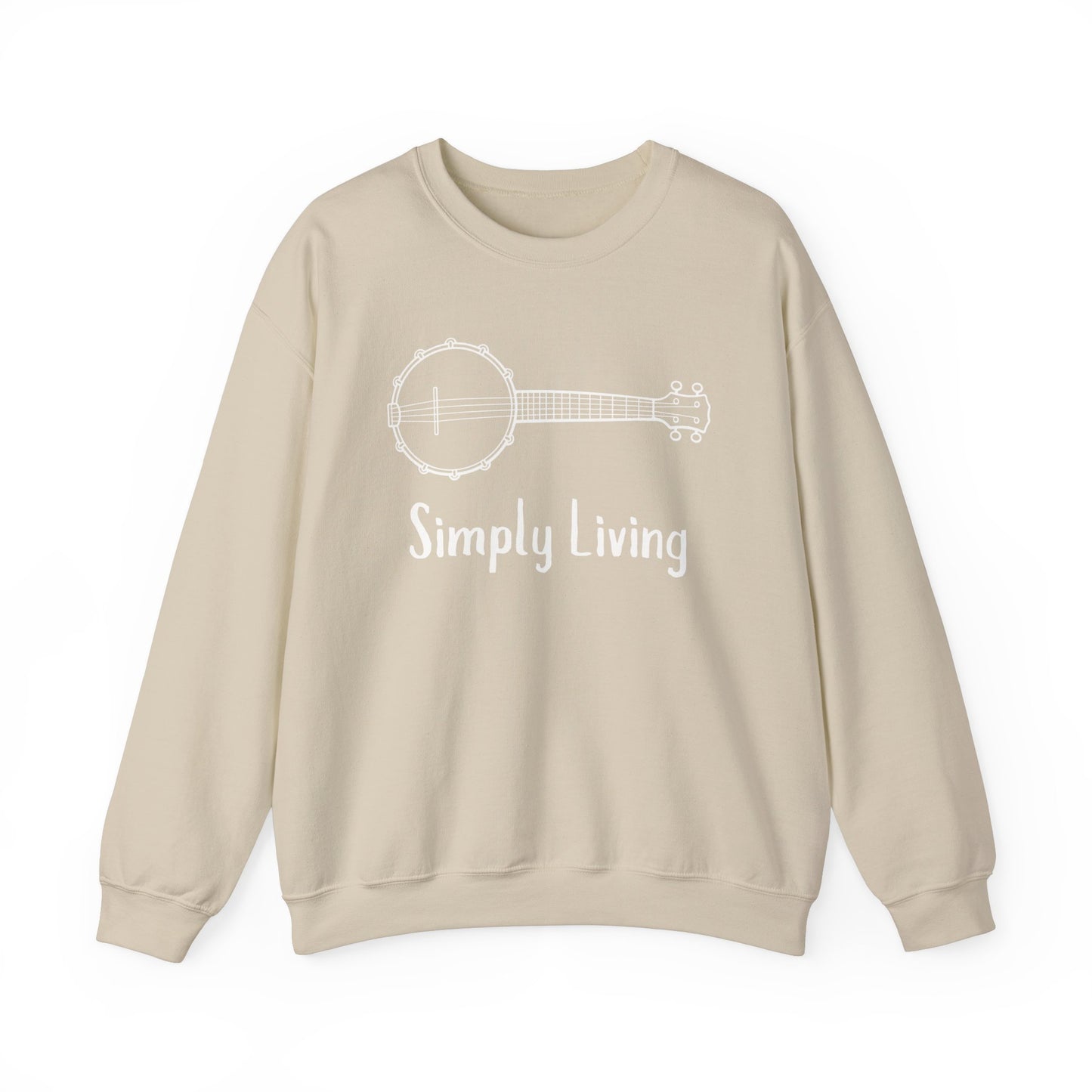 Simply Living Banjo Unisex Heavy Blend™ Crewneck Sweatshirt, Music Lover Gift, Banjo Player Gift, Festival Sweatshirt