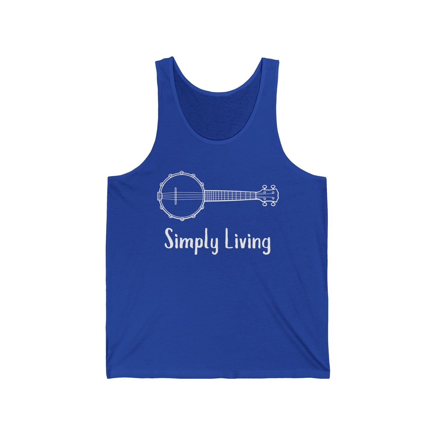 Simply Living Banjo Unisex Jersey Tank Top, Bluegrass Tank Top, Music Lover Gift, Banjo Player Gift, Festival Tank Top