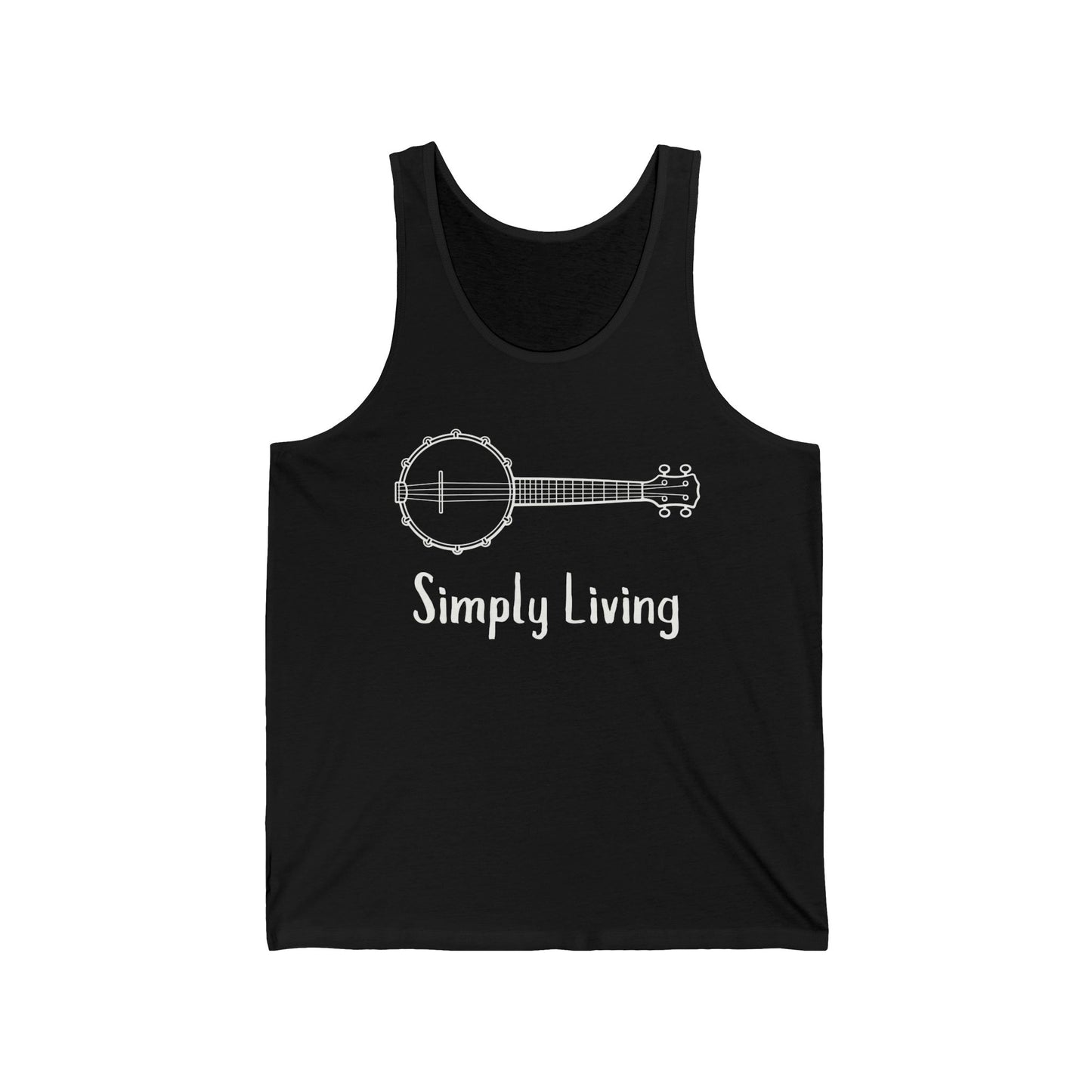 Simply Living Banjo Unisex Jersey Tank Top, Bluegrass Tank Top, Music Lover Gift, Banjo Player Gift, Festival Tank Top