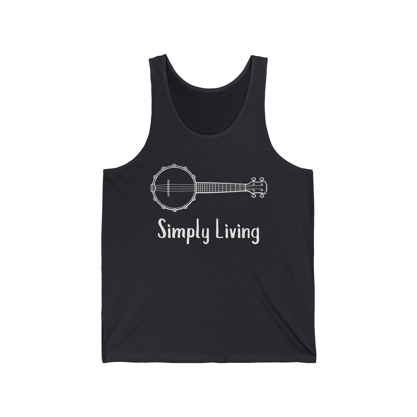 Simply Living Banjo Unisex Jersey Tank Top, Bluegrass Tank Top, Music Lover Gift, Banjo Player Gift, Festival Tank Top