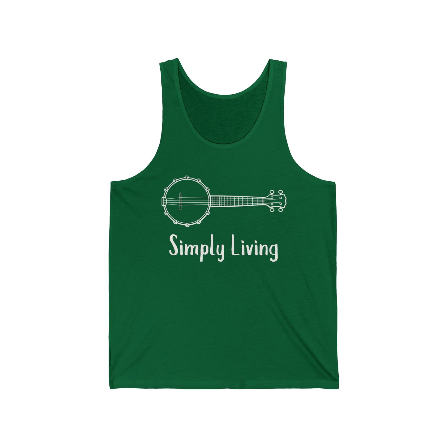 Simply Living Banjo Unisex Jersey Tank Top, Bluegrass Tank Top, Music Lover Gift, Banjo Player Gift, Festival Tank Top