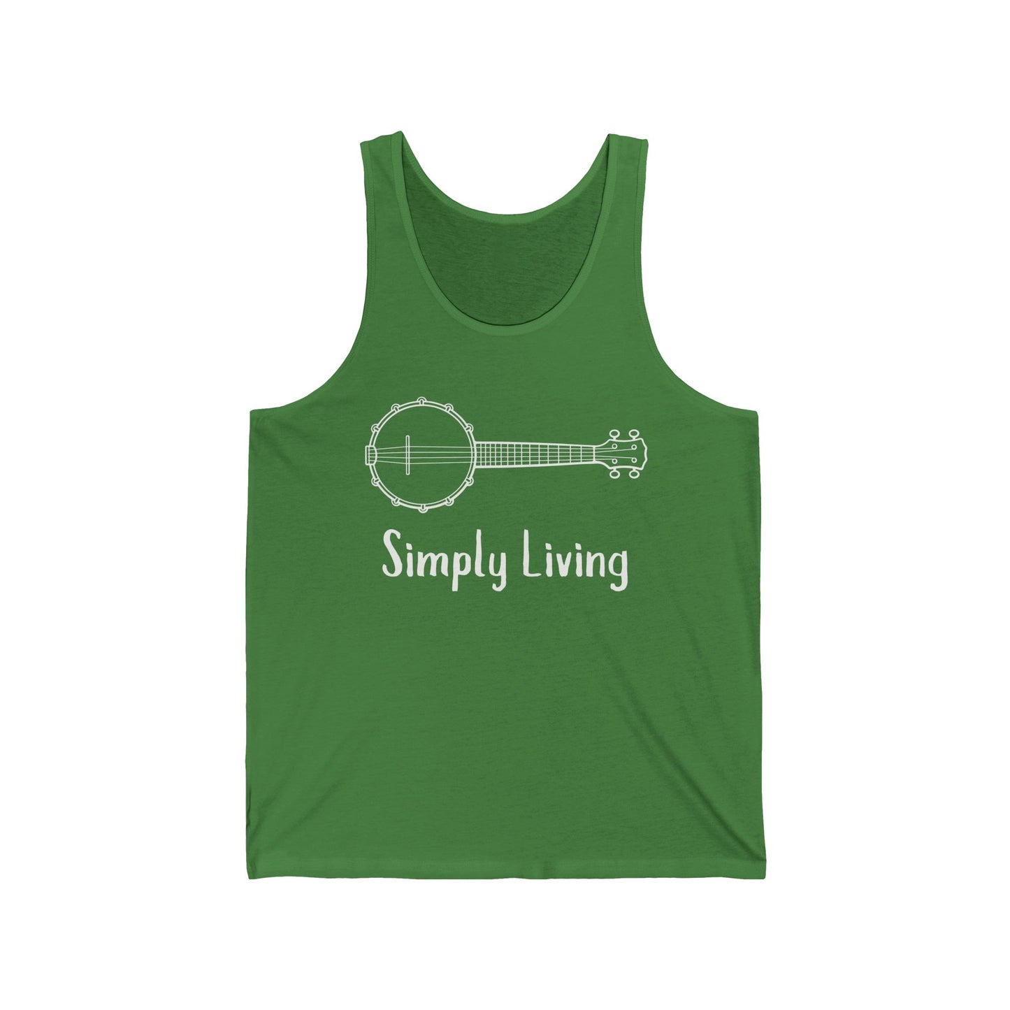 Simply Living Banjo Unisex Jersey Tank Top, Bluegrass Tank Top, Music Lover Gift, Banjo Player Gift, Festival Tank Top