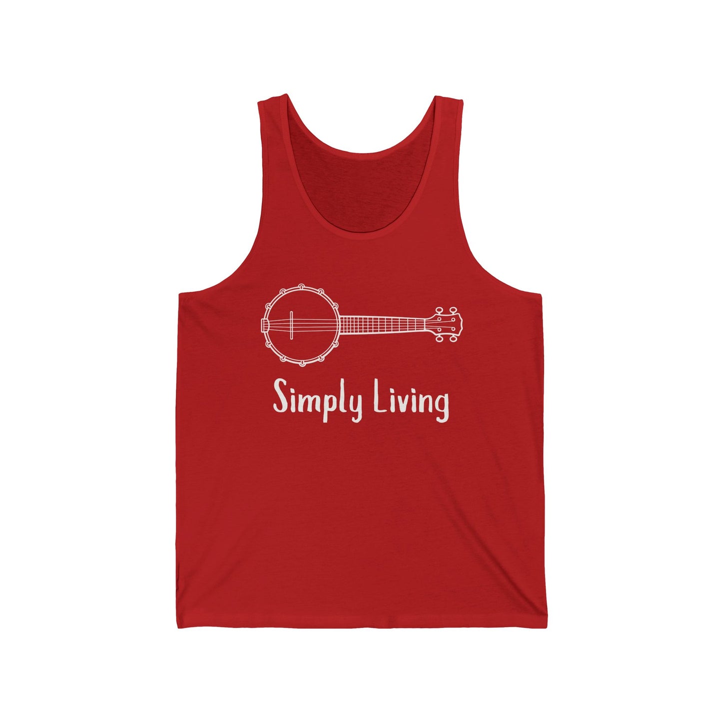 Simply Living Banjo Unisex Jersey Tank Top, Bluegrass Tank Top, Music Lover Gift, Banjo Player Gift, Festival Tank Top