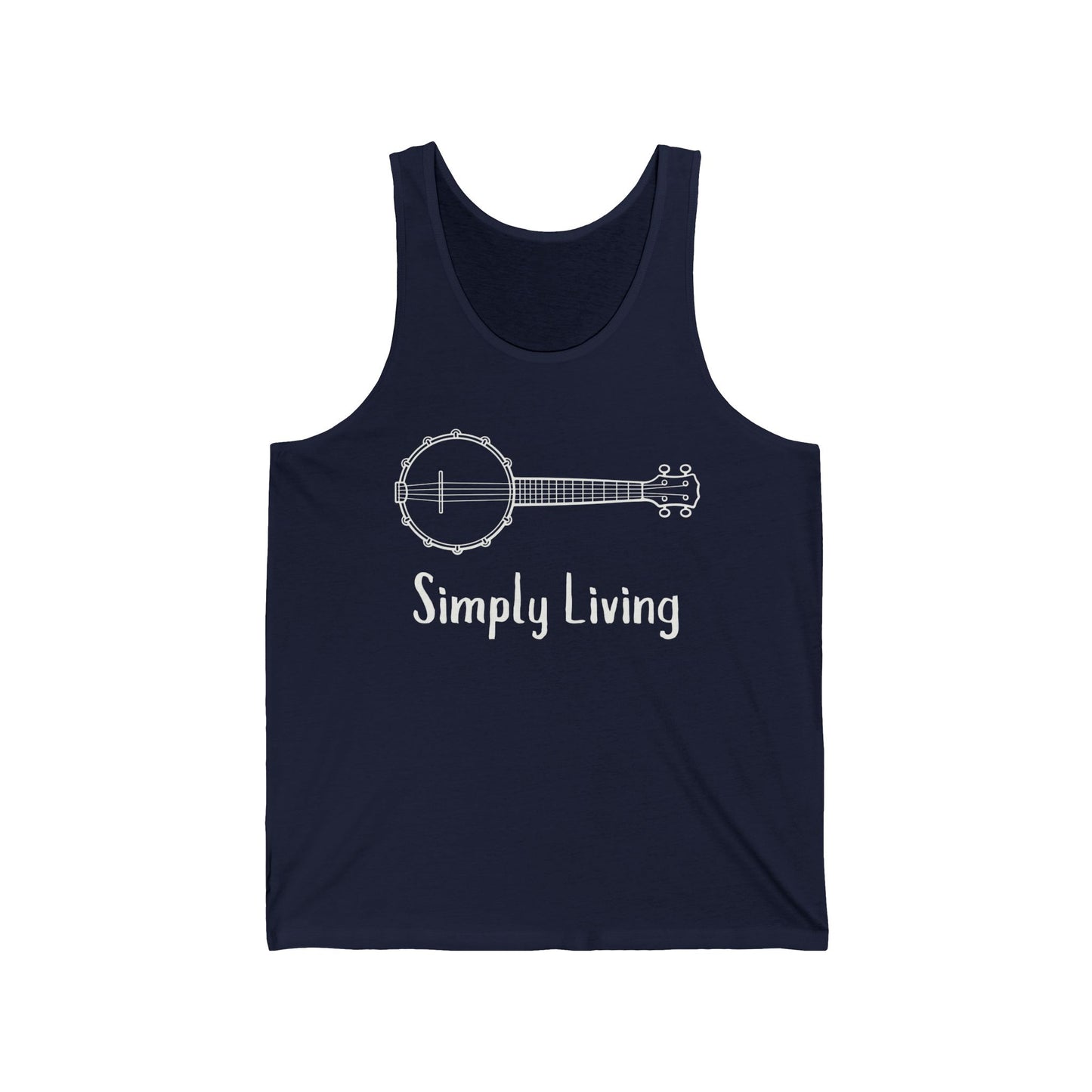 Simply Living Banjo Unisex Jersey Tank Top, Bluegrass Tank Top, Music Lover Gift, Banjo Player Gift, Festival Tank Top