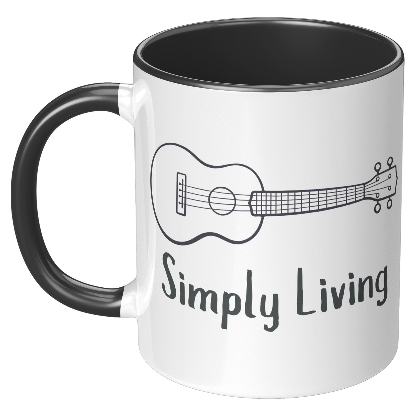 Simply Living Guitar 11oz Accent Mug, Guitar Player Gift, Guitar Lover Gift