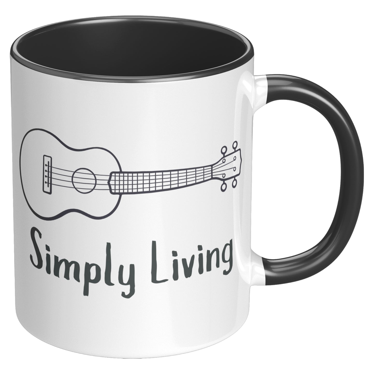 Simply Living Guitar 11oz Accent Mug, Guitar Player Gift, Guitar Lover Gift