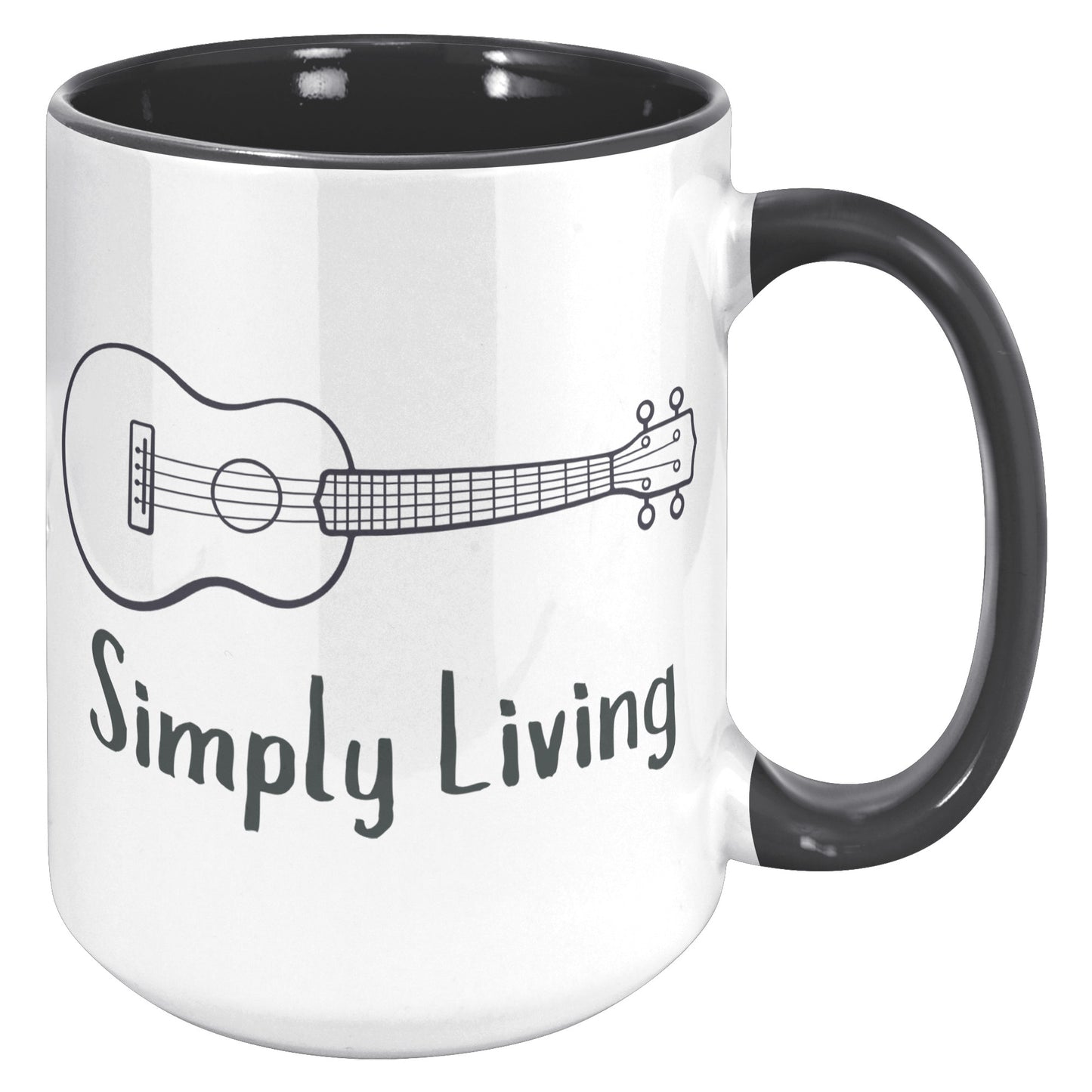 Simply Living Guitar 15oz Accent Mug, Guitar Player Gift, Guitar Lover Gift