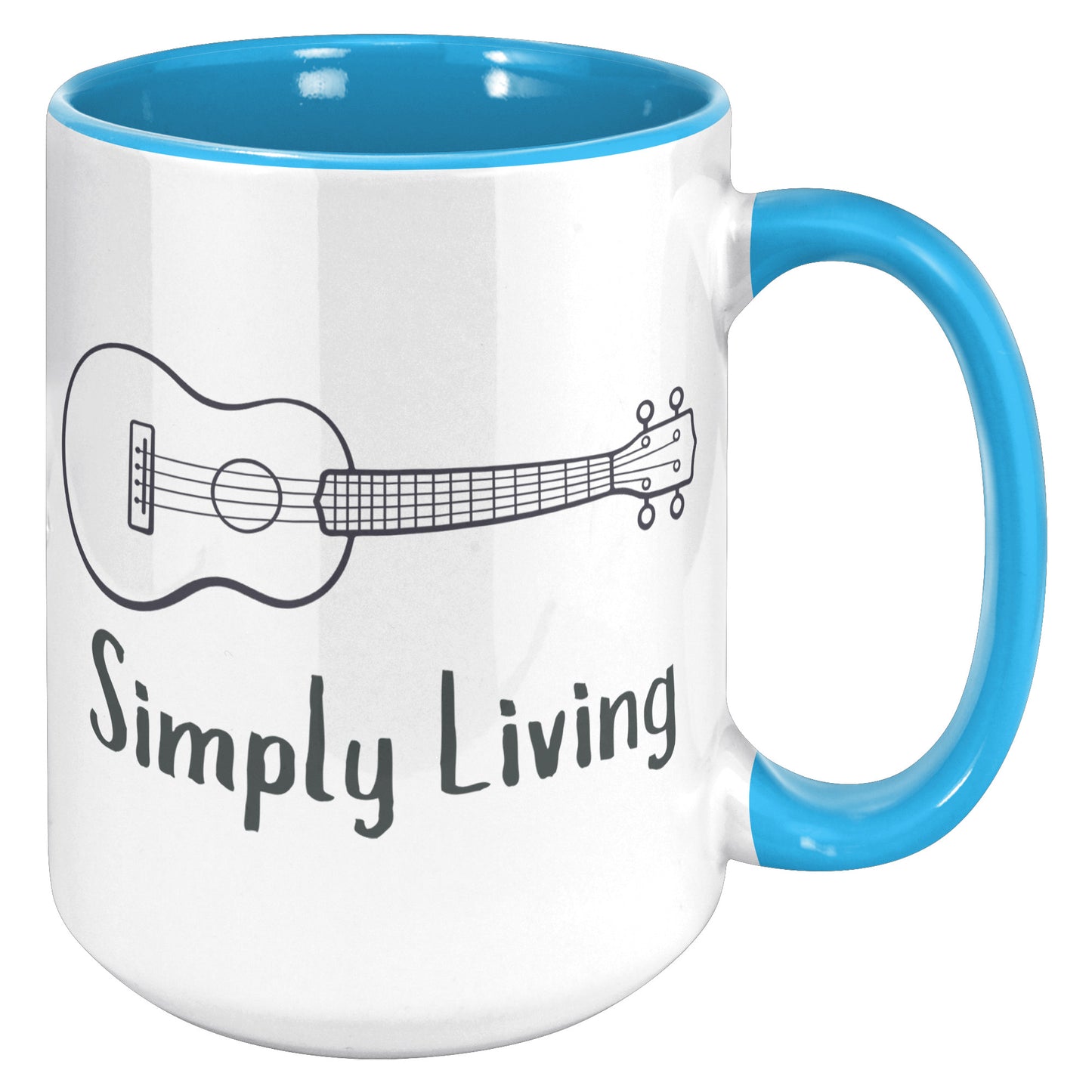 Simply Living Guitar 15oz Accent Mug, Guitar Player Gift, Guitar Lover Gift