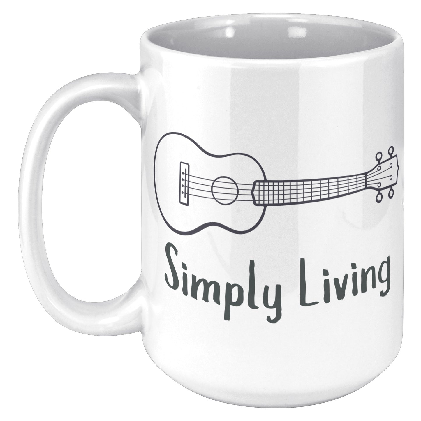 Simply Living Guitar 15oz Mug, Guitar Player Gift, Guitar Lover Gift