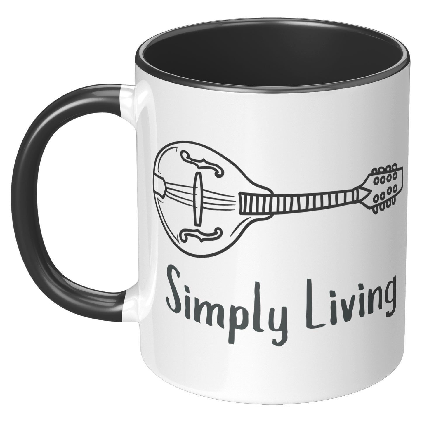 Simply Living Mandolin 11oz Accent Mug, Mandolin Lover Gift, Mandolin Player Gift