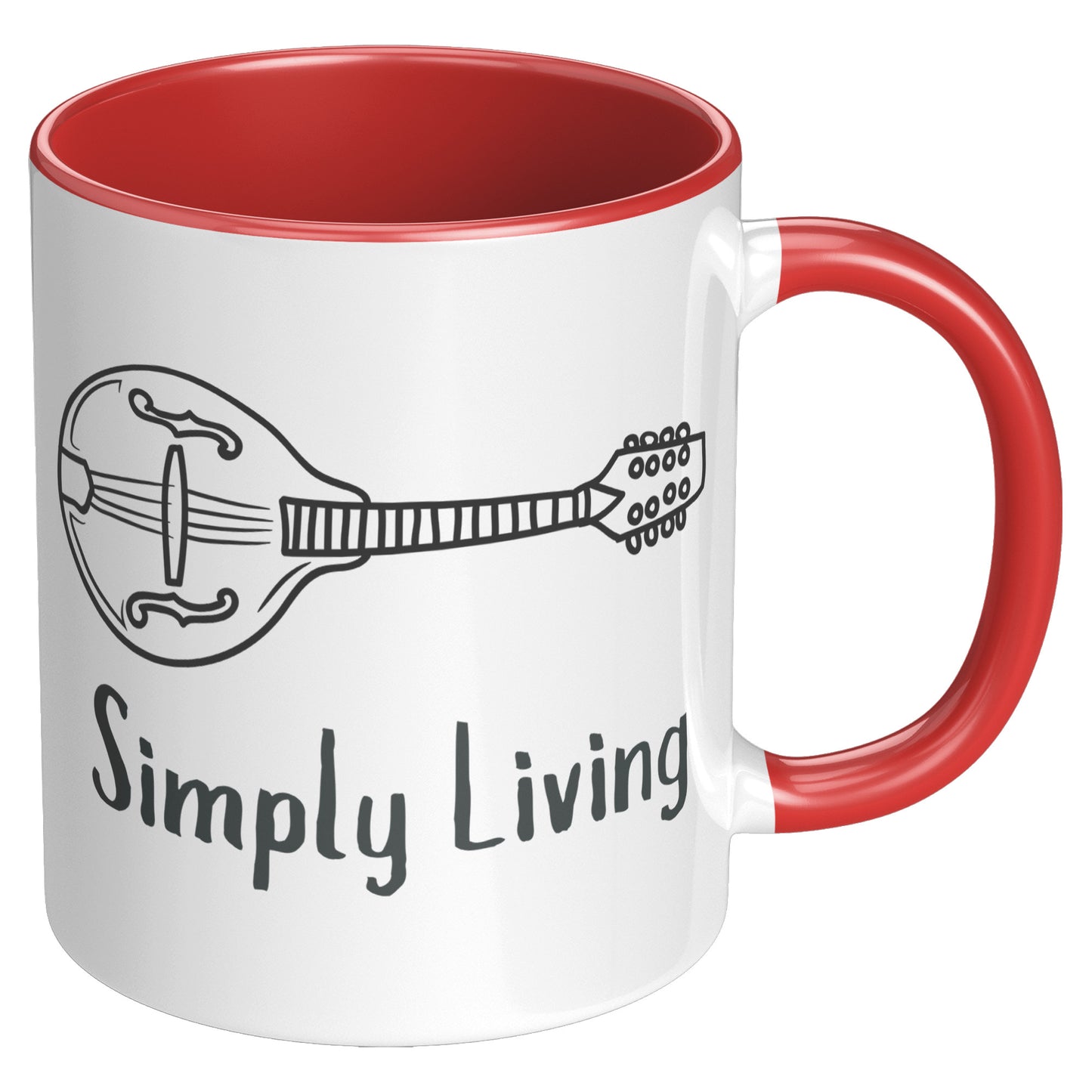Simply Living Mandolin 11oz Accent Mug, Mandolin Lover Gift, Mandolin Player Gift