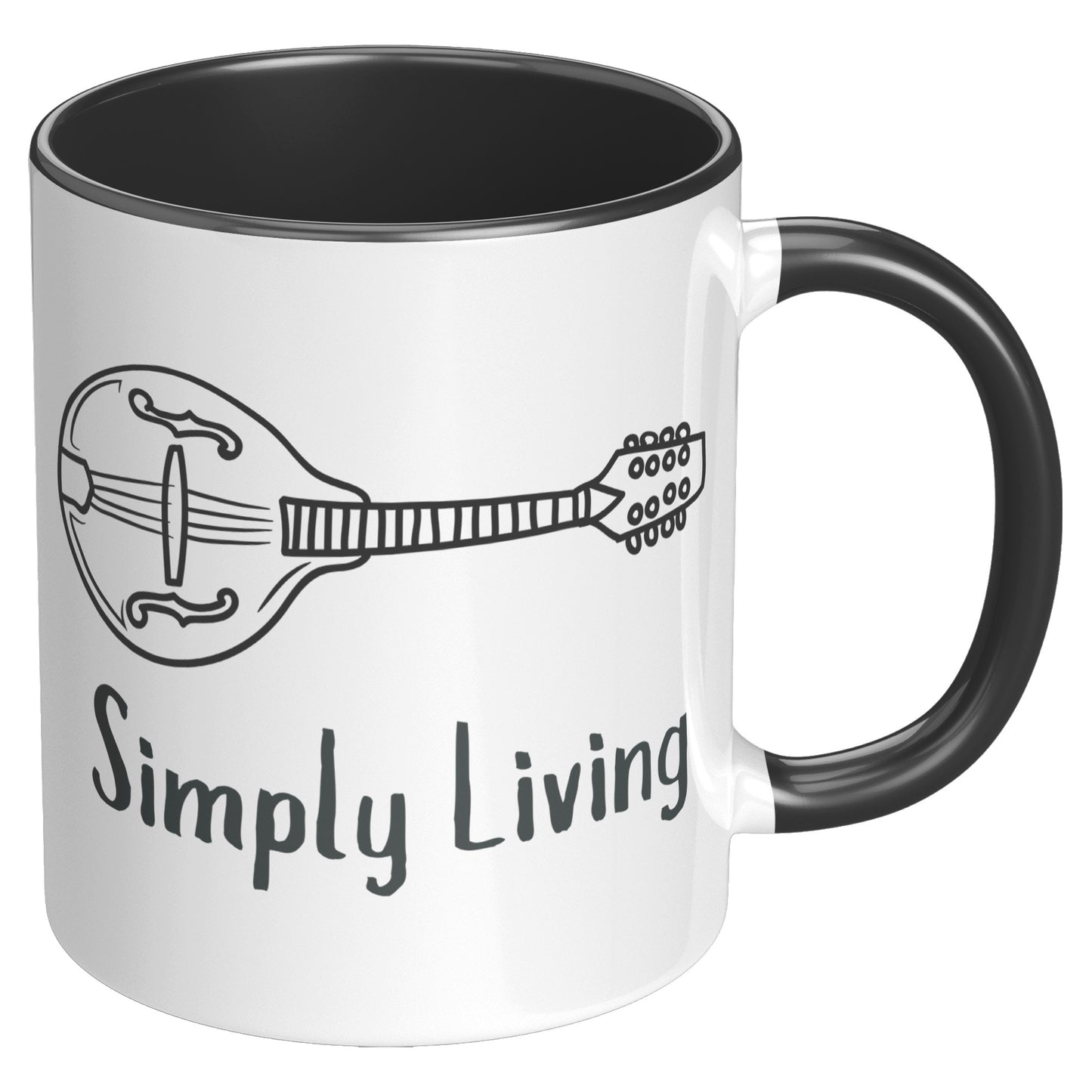 Simply Living Mandolin 11oz Accent Mug, Mandolin Lover Gift, Mandolin Player Gift
