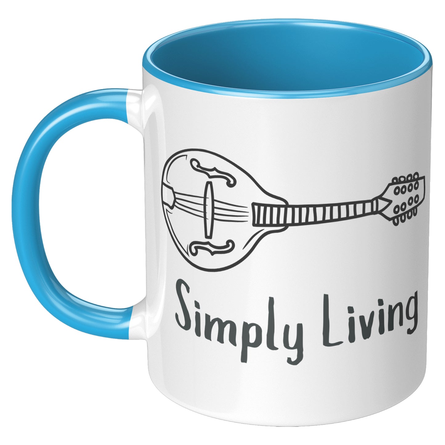 Simply Living Mandolin 11oz Accent Mug, Mandolin Lover Gift, Mandolin Player Gift