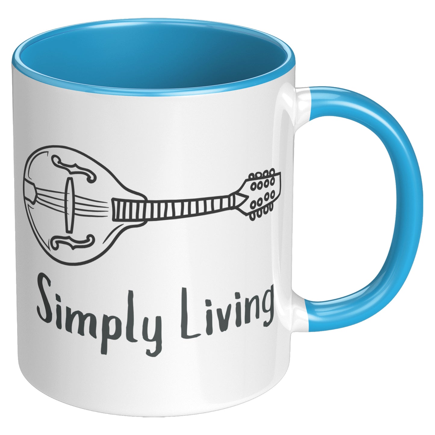 Simply Living Mandolin 11oz Accent Mug, Mandolin Lover Gift, Mandolin Player Gift