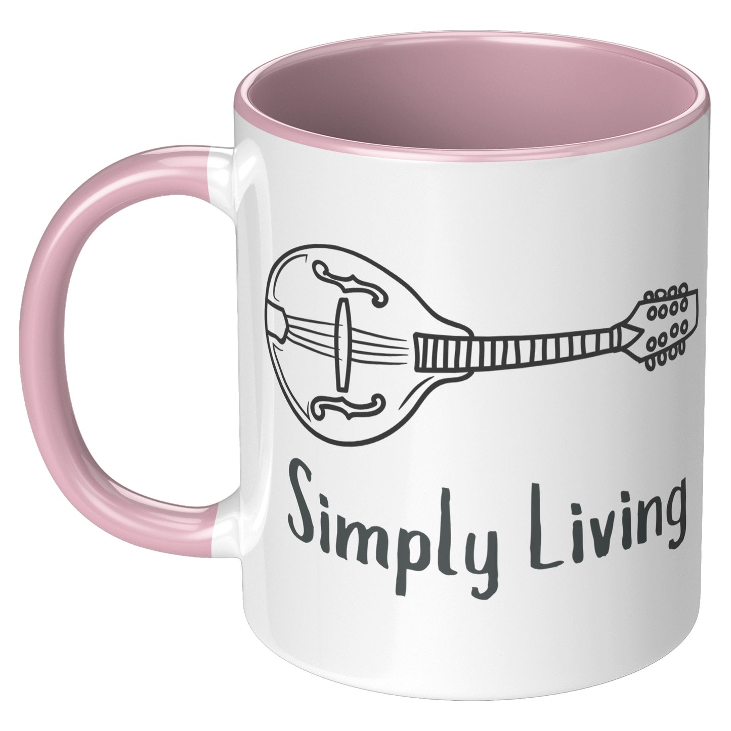 Simply Living Mandolin 11oz Accent Mug, Mandolin Lover Gift, Mandolin Player Gift
