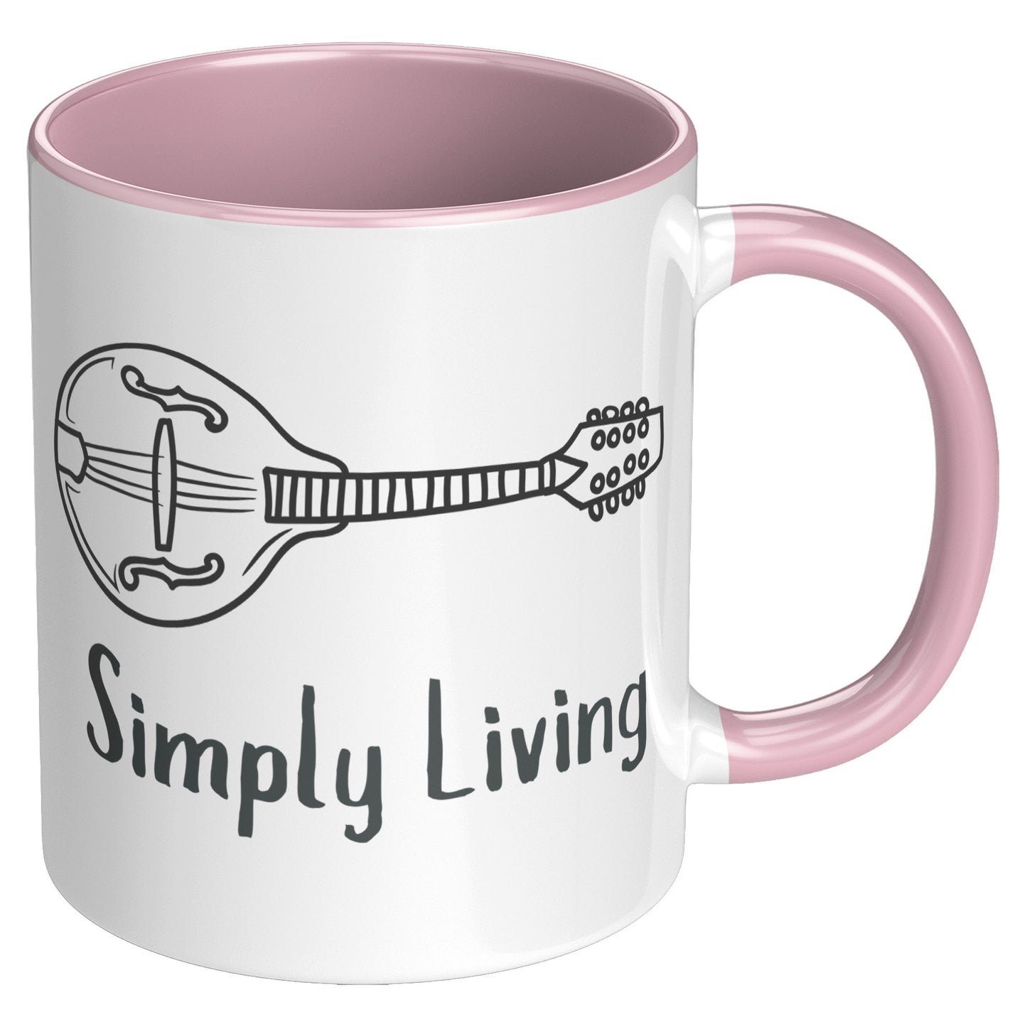 Simply Living Mandolin 11oz Accent Mug, Mandolin Lover Gift, Mandolin Player Gift