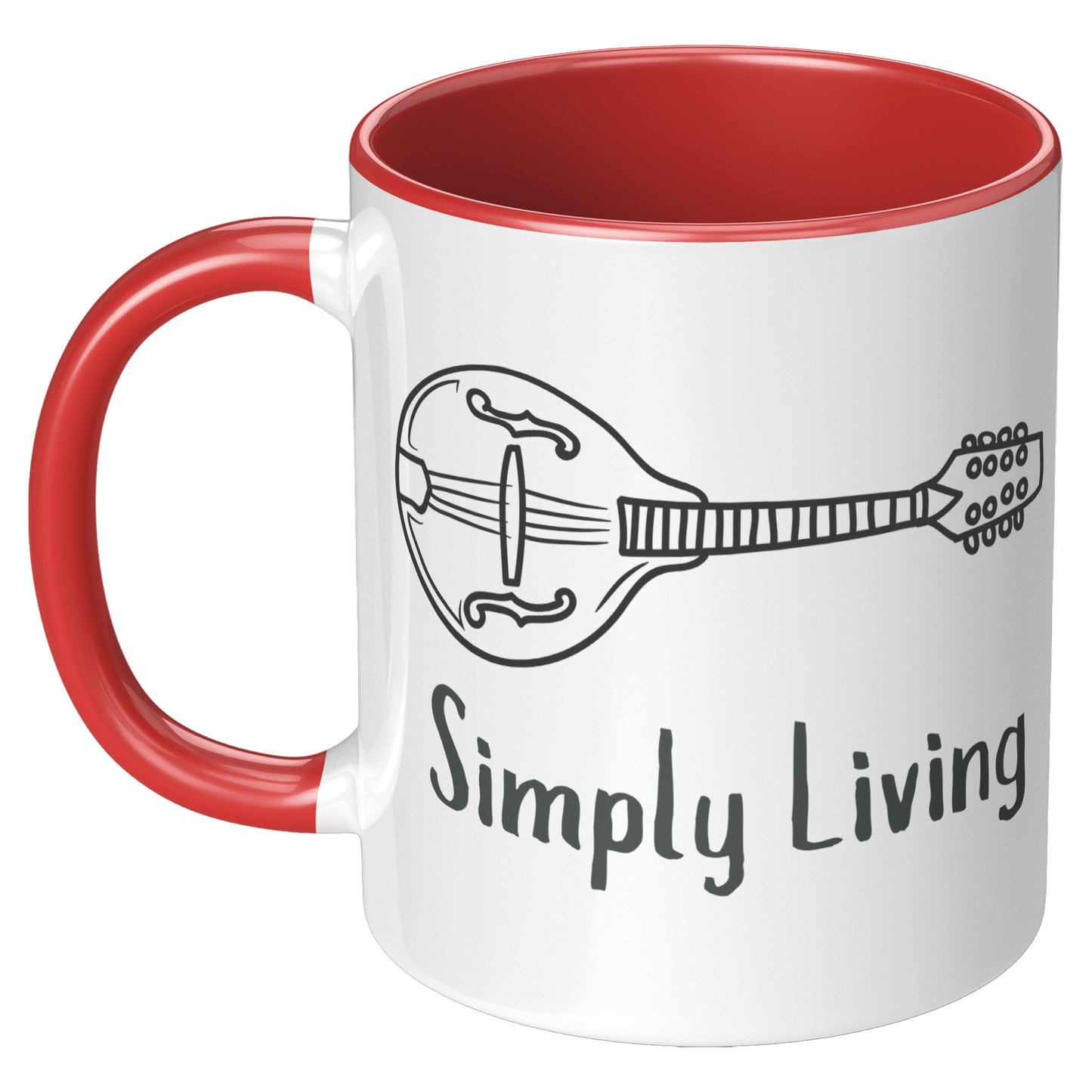 Simply Living Mandolin 11oz Accent Mug, Mandolin Lover Gift, Mandolin Player Gift