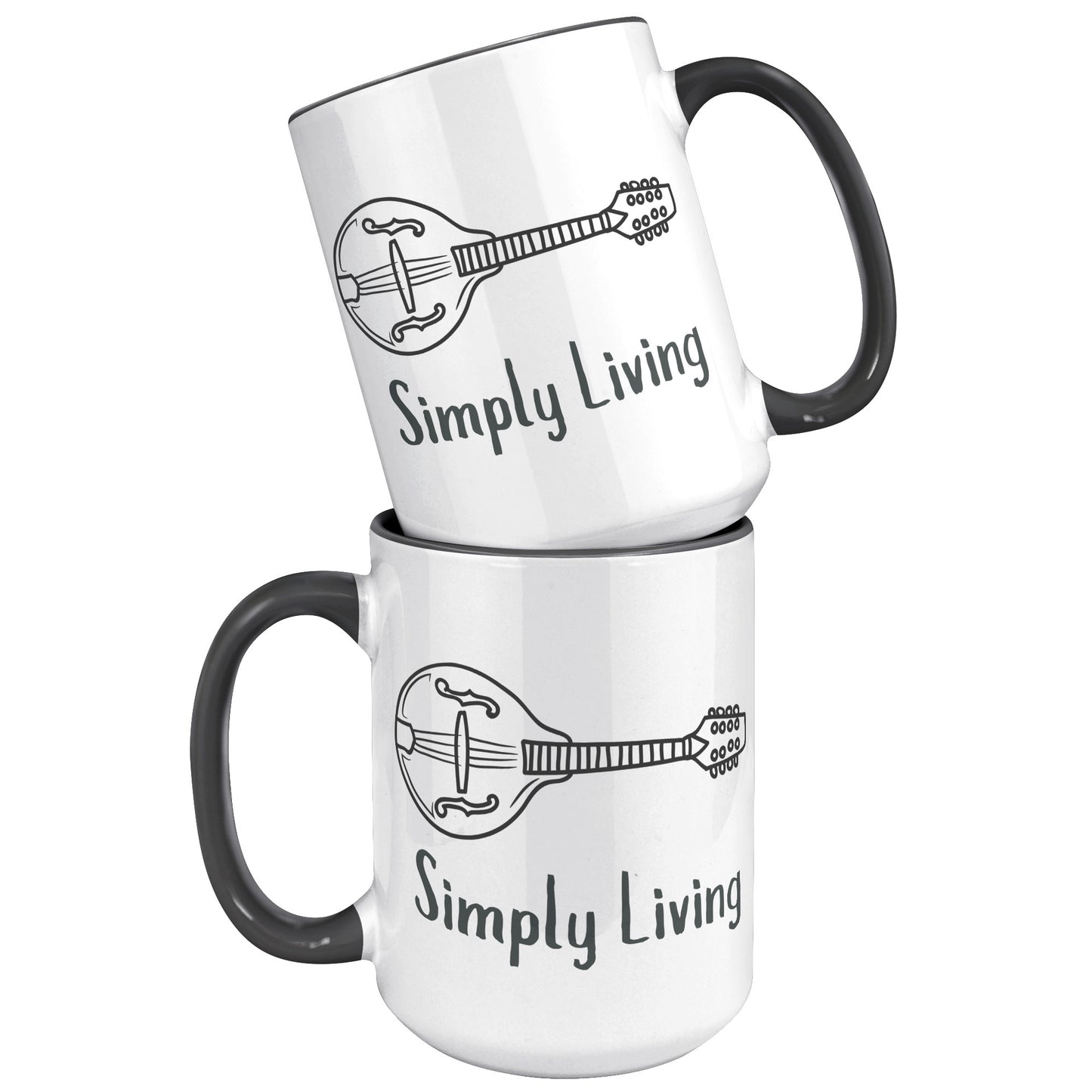 Simply Living Mandolin 15oz Accent Mug, Mandolin Lover Gift, Mandolin Player Gift