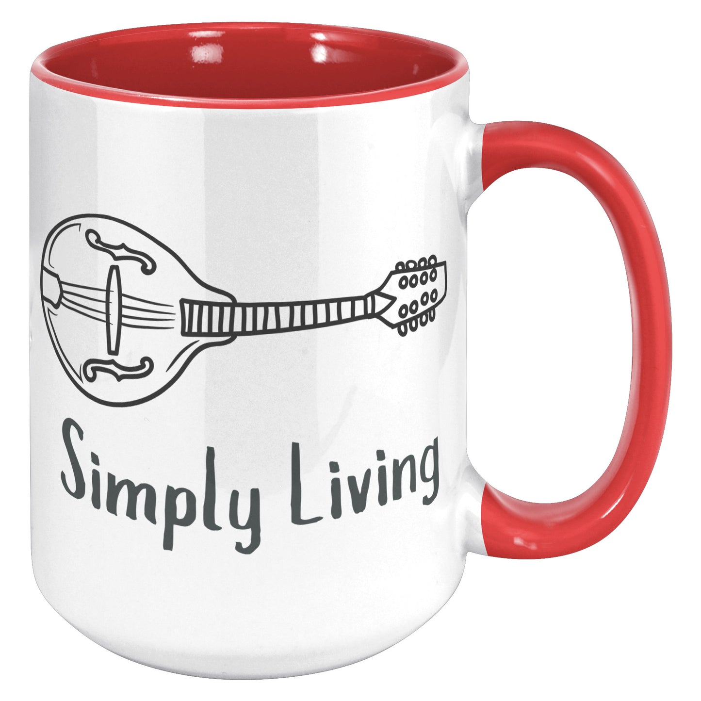 Simply Living Mandolin 15oz Accent Mug, Mandolin Lover Gift, Mandolin Player Gift