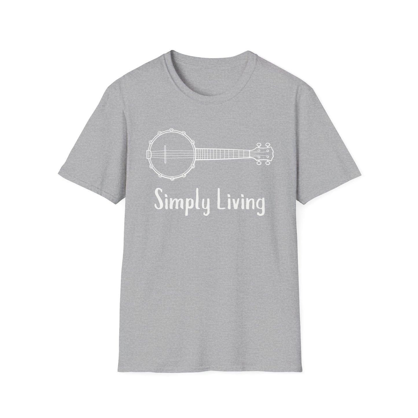Simply Living White Banjo T-shirt, Banjo Player Gift, Banjo Lover Gift, Festival Shirt