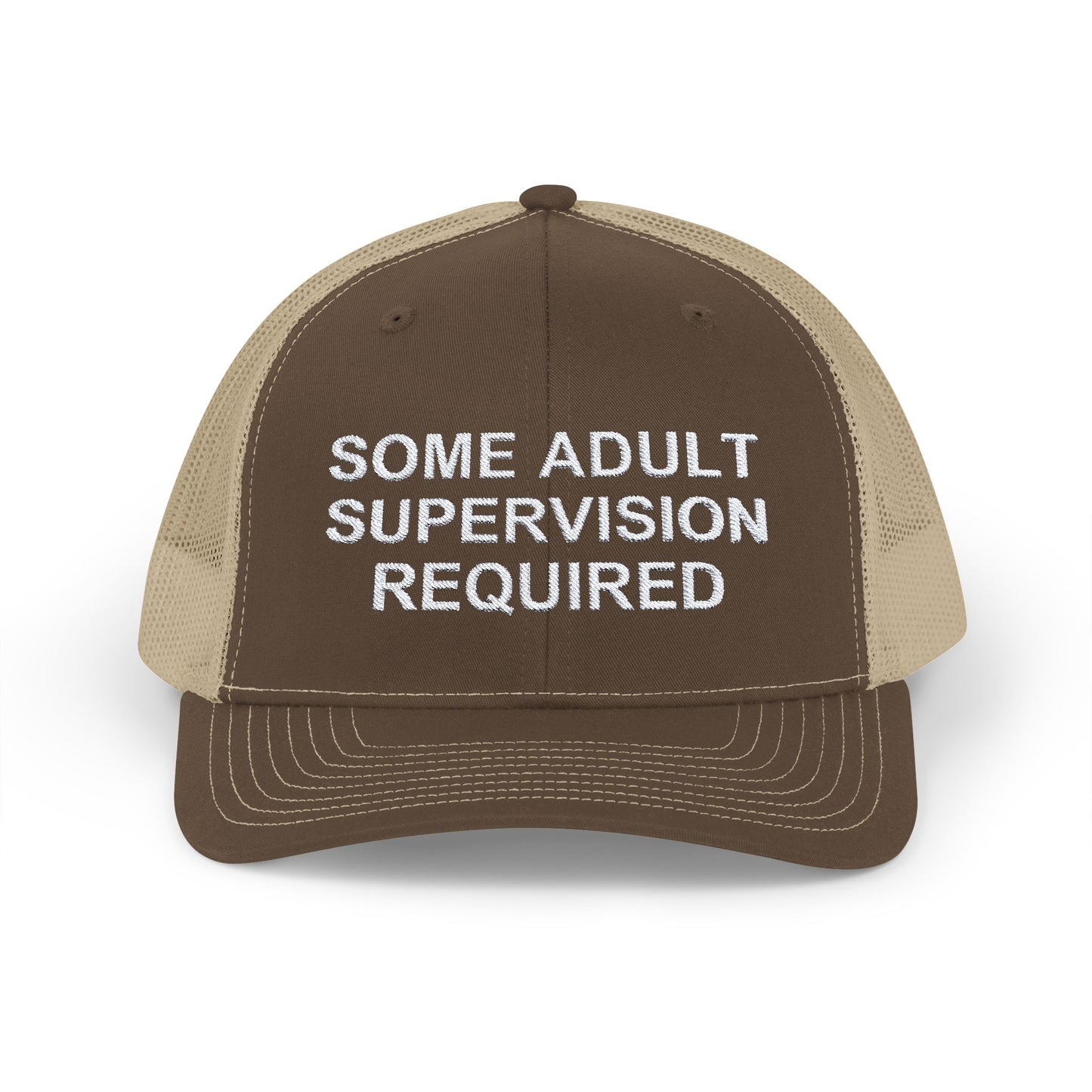 Some Adult Supervision Required Snapback Trucker Cap, Sarcastic Humor, Whitty