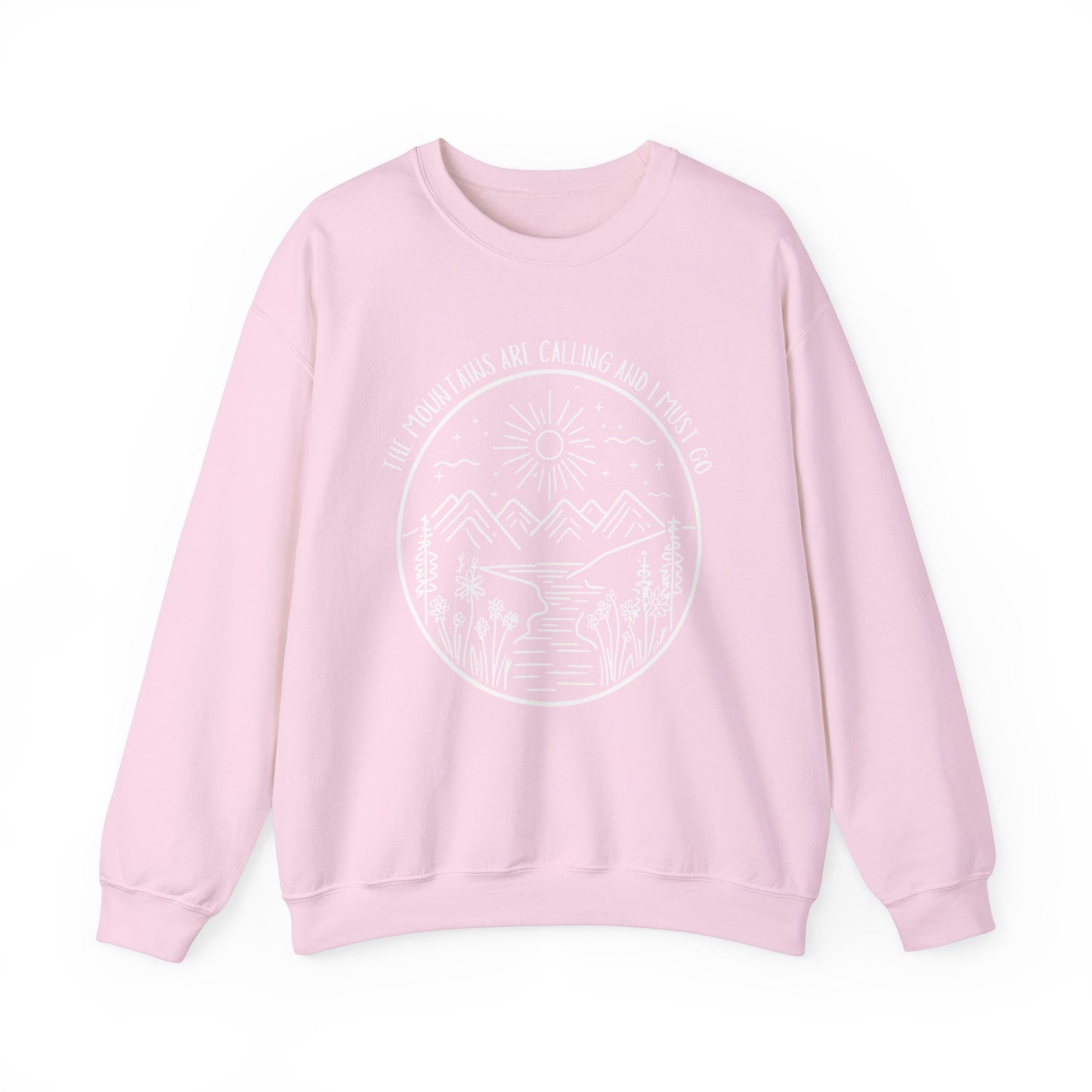 The Mountains Are Calling and I Must Go Unisex Heavy Blend™ Crewneck Sweatshirt, Hiking Shirt, Mountain Sweatshirt, Camping Sweatshirt, Nature Shirt
