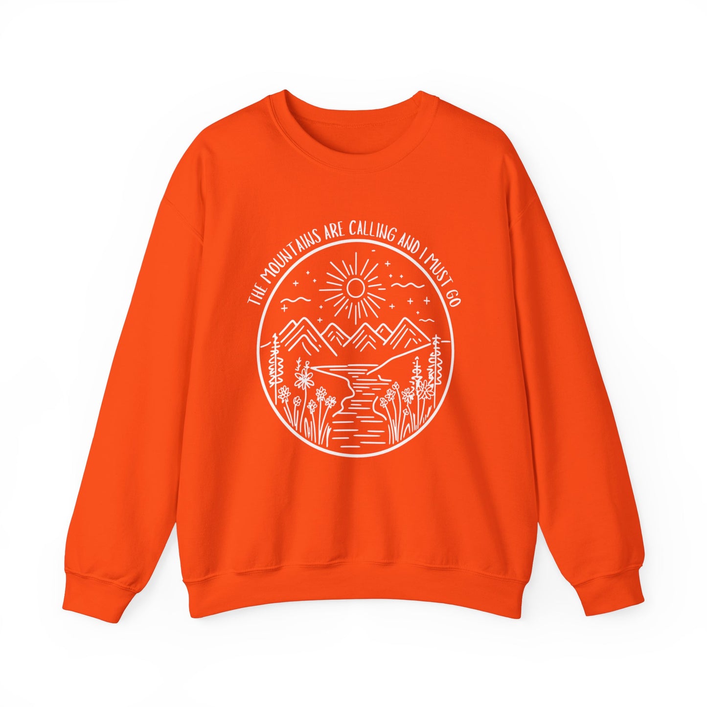 The Mountains Are Calling and I Must Go Unisex Heavy Blend™ Crewneck Sweatshirt, Hiking Shirt, Mountain Sweatshirt, Camping Sweatshirt, Nature Shirt