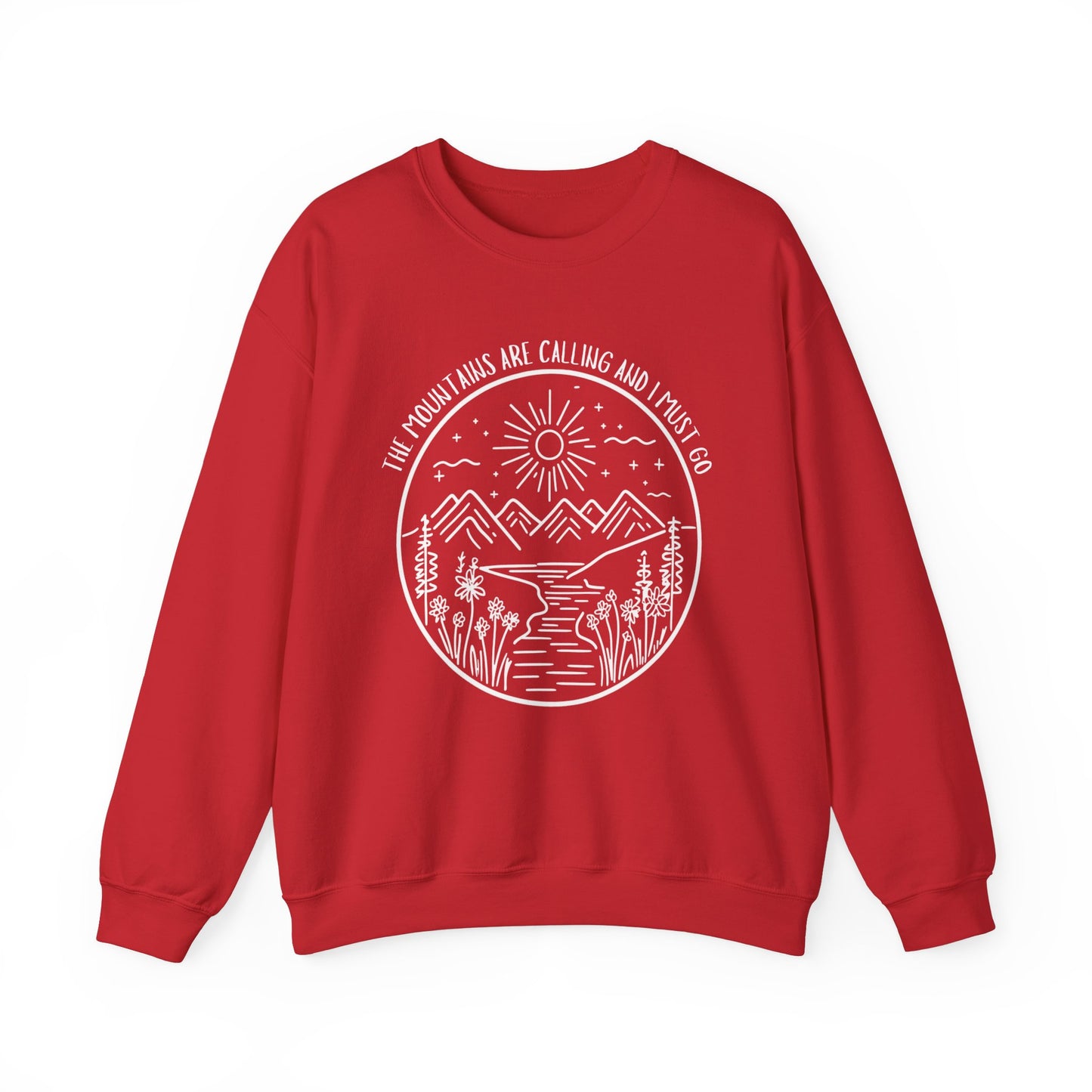 The Mountains Are Calling and I Must Go Unisex Heavy Blend™ Crewneck Sweatshirt, Hiking Shirt, Mountain Sweatshirt, Camping Sweatshirt, Nature Shirt