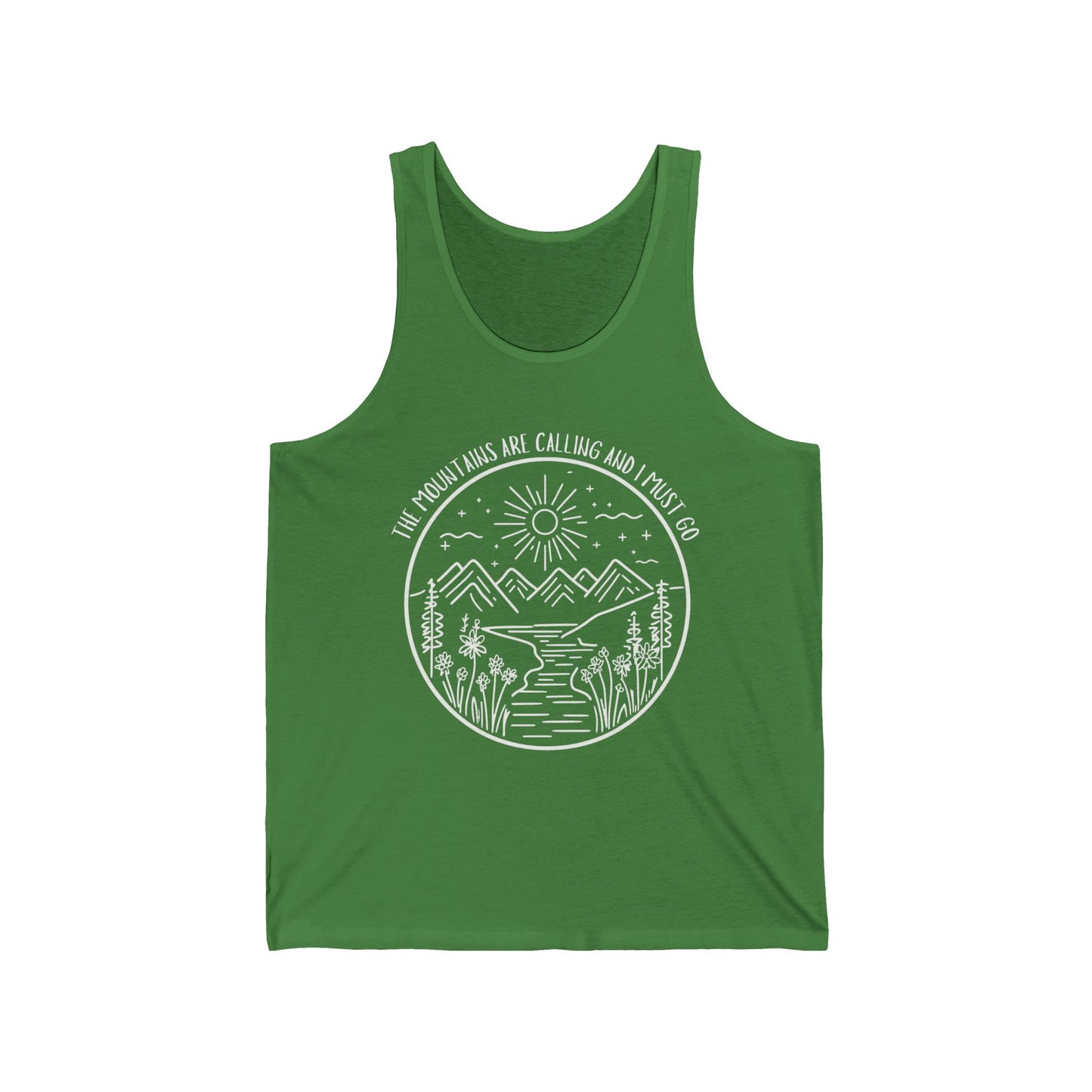 The Mountains Are Calling and I Must Go Unisex Jersey Tank Top, Hiking Shirt, Mountain Shirt, Mountains Shirt, Camping Shirt, Nature Tank Top
