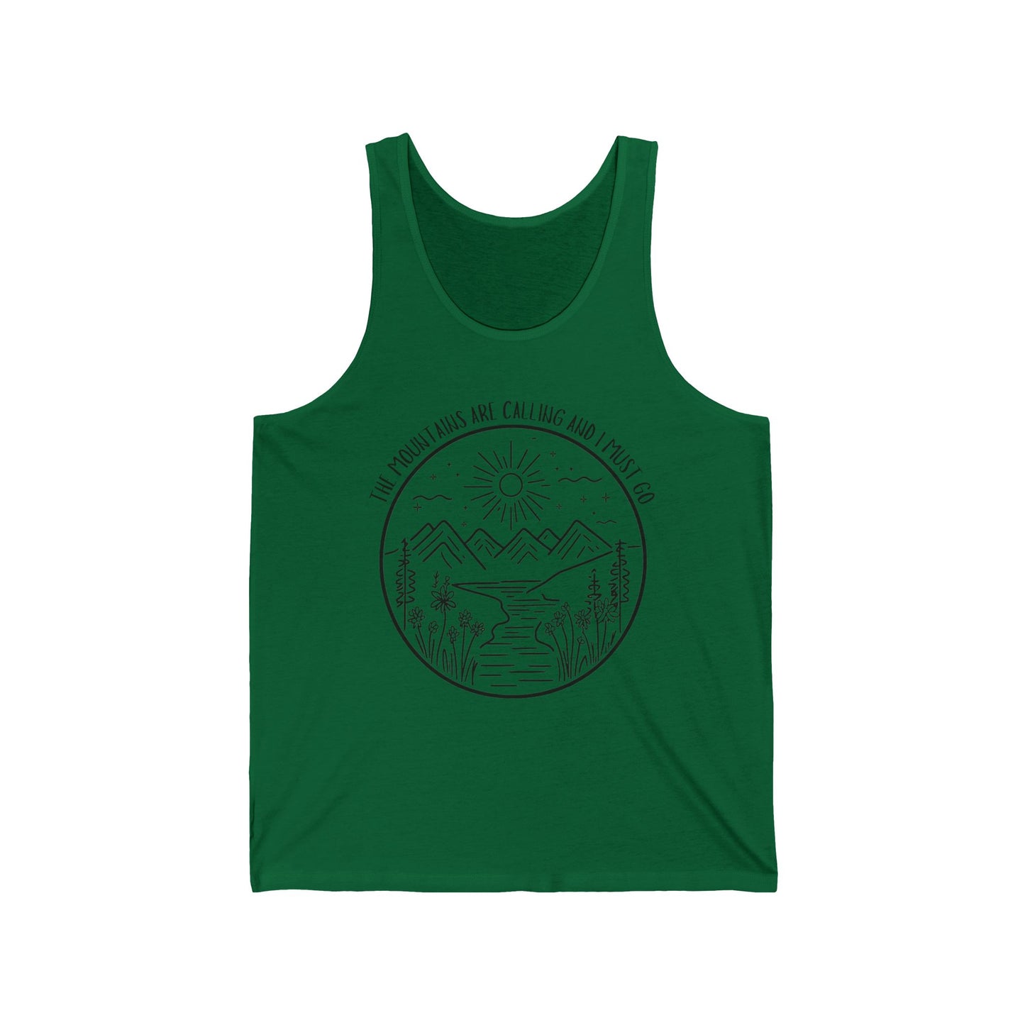 The Mountains Are Calling and I Must Go Unisex Jersey Tank Top, Hiking Shirt, Mountain Shirt, Mountains Shirt, Camping Tank Top, Nature Shirt