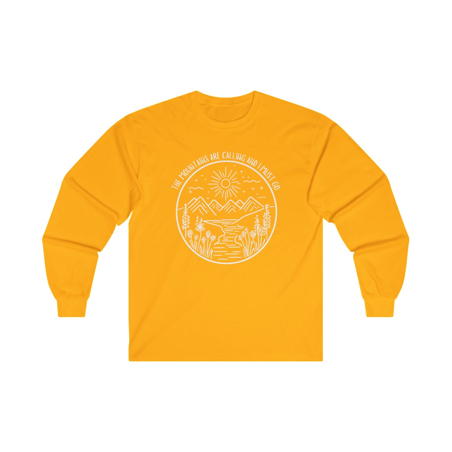 The Mountains Are Calling and I Must Go Unisex Ultra Cotton Long Sleeve T-shirt, Hiking Shirt, Mountain Shirt, Camping Shirt, Nature T-shirt