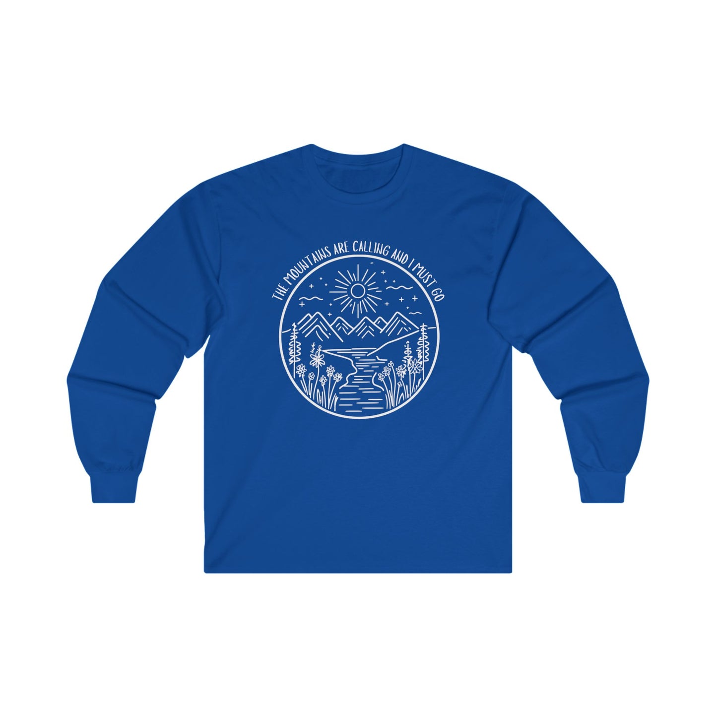 The Mountains Are Calling and I Must Go Unisex Ultra Cotton Long Sleeve T-shirt, Hiking Shirt, Mountain Shirt, Camping Shirt, Nature T-shirt