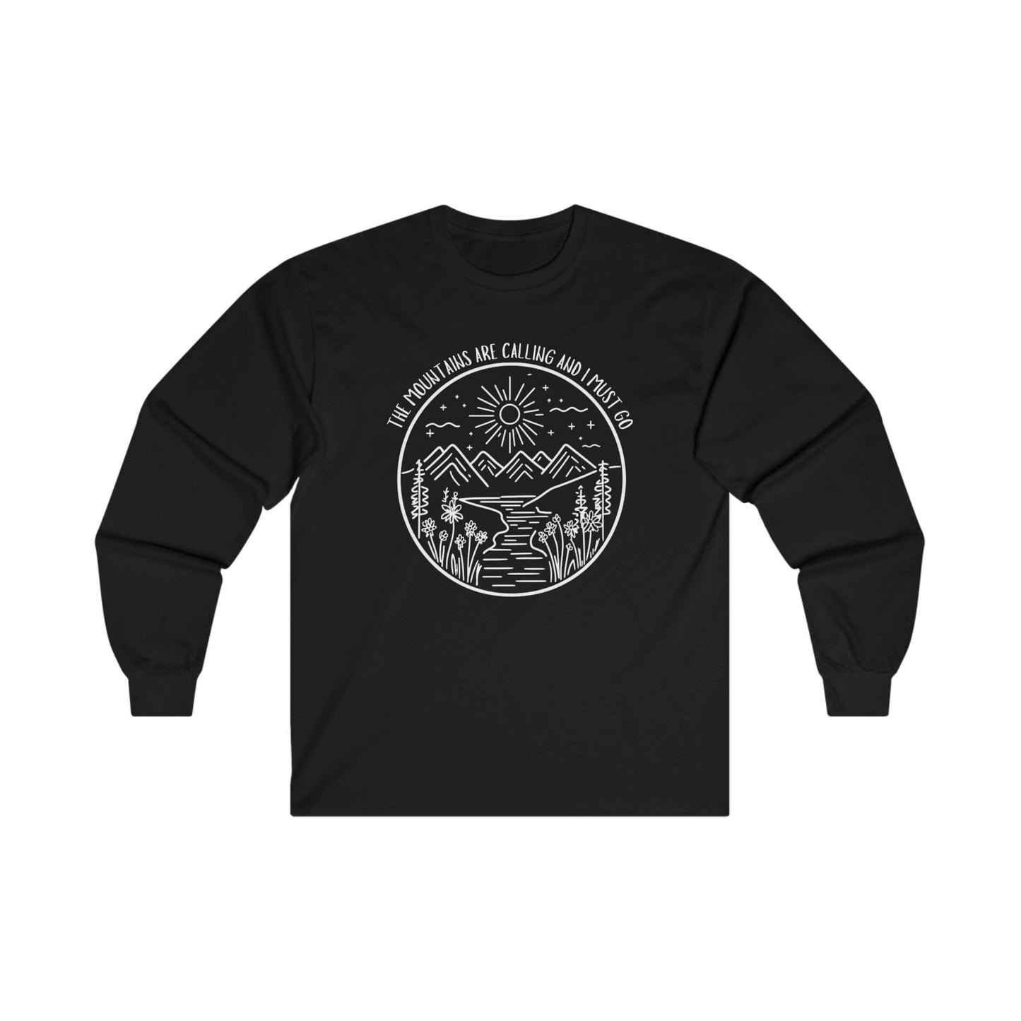 The Mountains Are Calling and I Must Go Unisex Ultra Cotton Long Sleeve T-shirt, Hiking Shirt, Mountain Shirt, Camping Shirt, Nature T-shirt