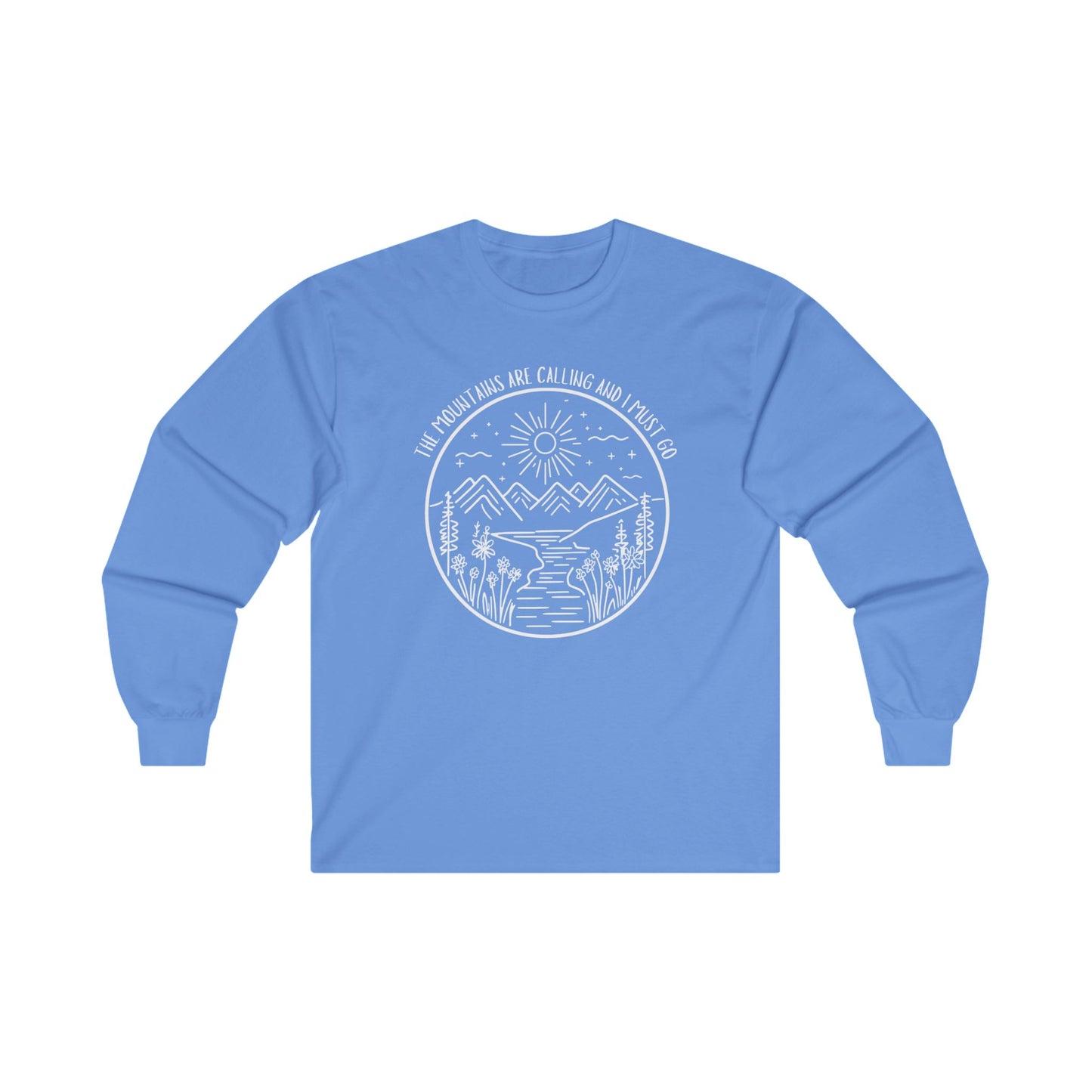 The Mountains Are Calling and I Must Go Unisex Ultra Cotton Long Sleeve T-shirt, Hiking Shirt, Mountain Shirt, Camping Shirt, Nature T-shirt