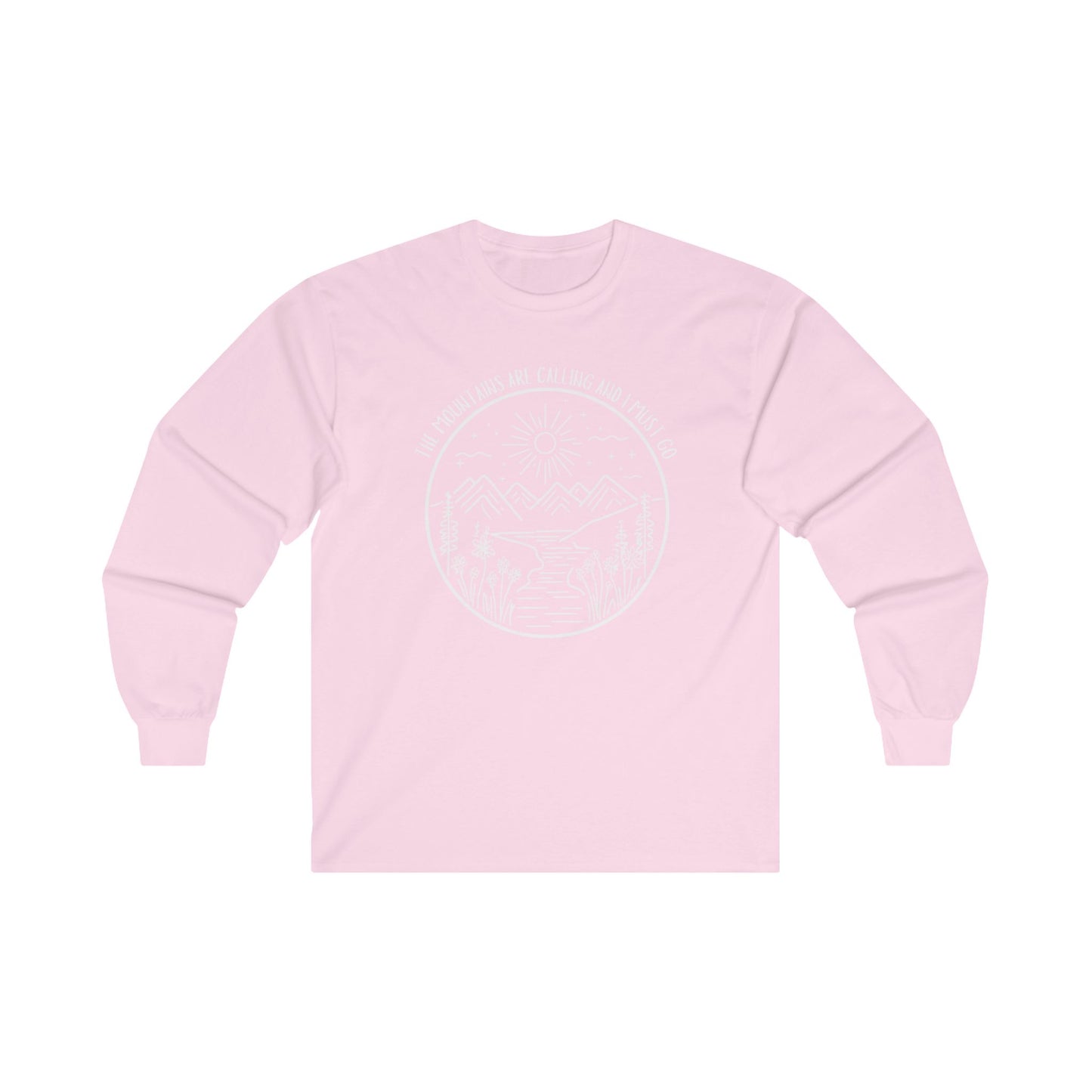The Mountains Are Calling and I Must Go Unisex Ultra Cotton Long Sleeve T-shirt, Hiking Shirt, Mountain Shirt, Camping Shirt, Nature T-shirt