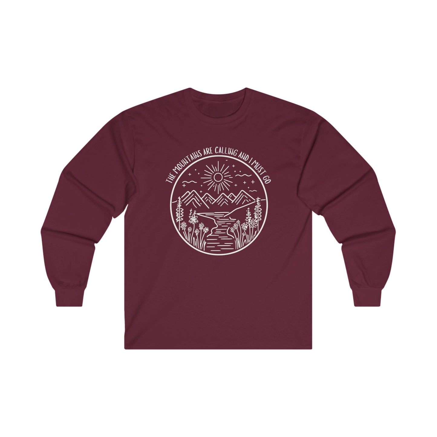 The Mountains Are Calling and I Must Go Unisex Ultra Cotton Long Sleeve T-shirt, Hiking Shirt, Mountain Shirt, Camping Shirt, Nature T-shirt