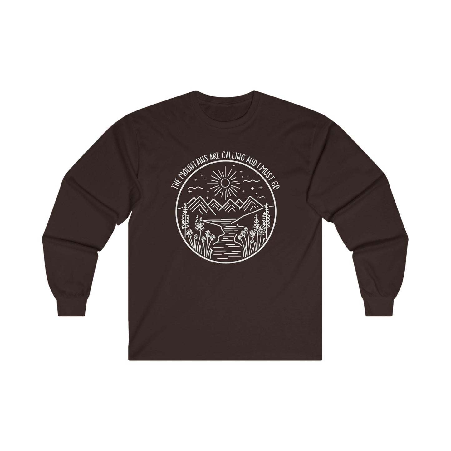 The Mountains Are Calling and I Must Go Unisex Ultra Cotton Long Sleeve T-shirt, Hiking Shirt, Mountain Shirt, Camping Shirt, Nature T-shirt