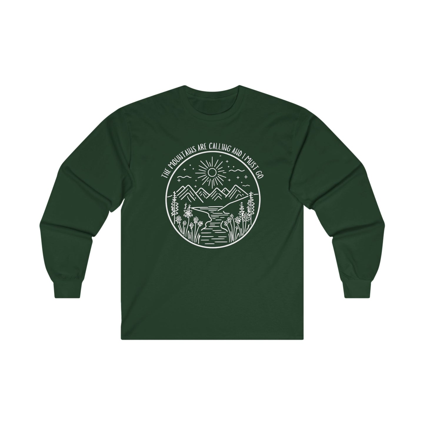 The Mountains Are Calling and I Must Go Unisex Ultra Cotton Long Sleeve T-shirt, Hiking Shirt, Mountain Shirt, Camping Shirt, Nature T-shirt