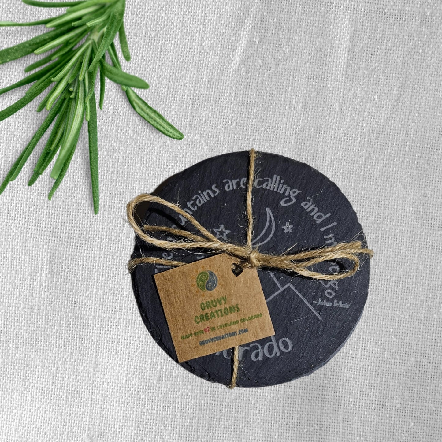 The Mountains are Calling and I Must Go Slate Coaster 4 Pack