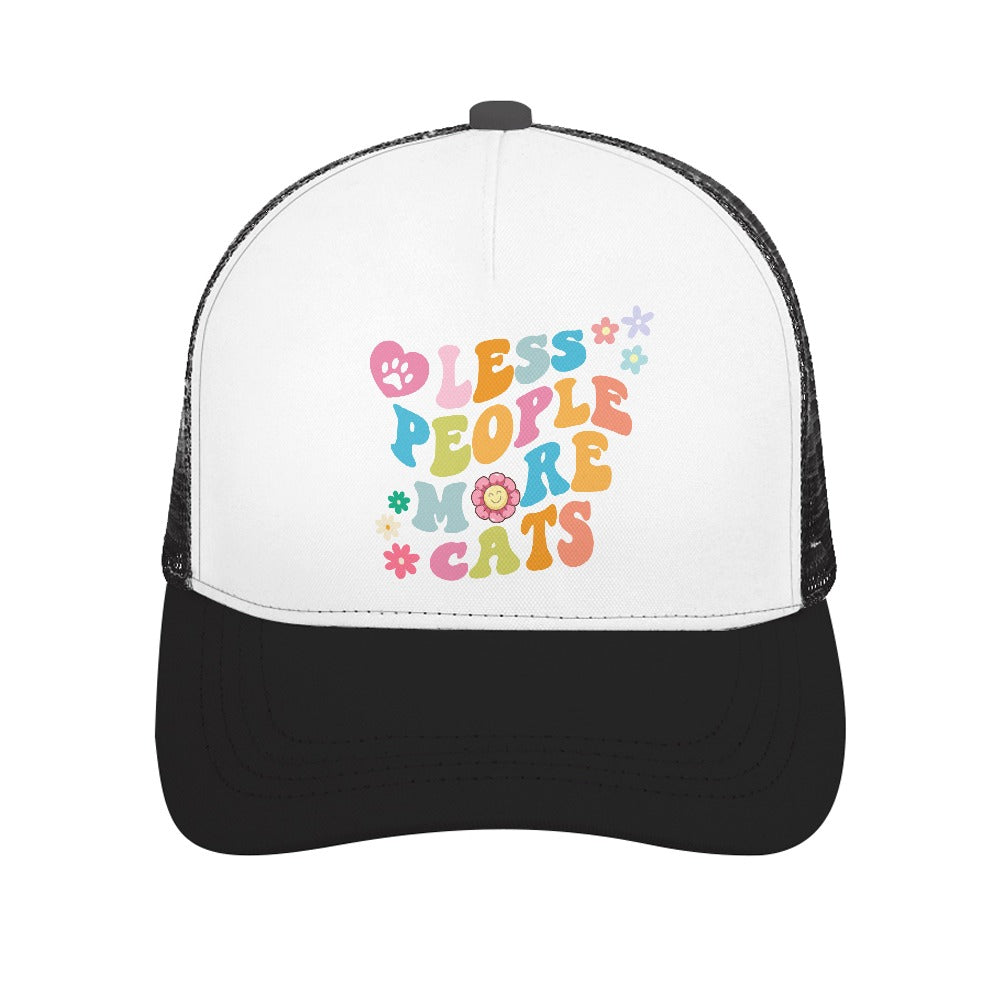 Less People More Cats Black Foam Trucker Hat