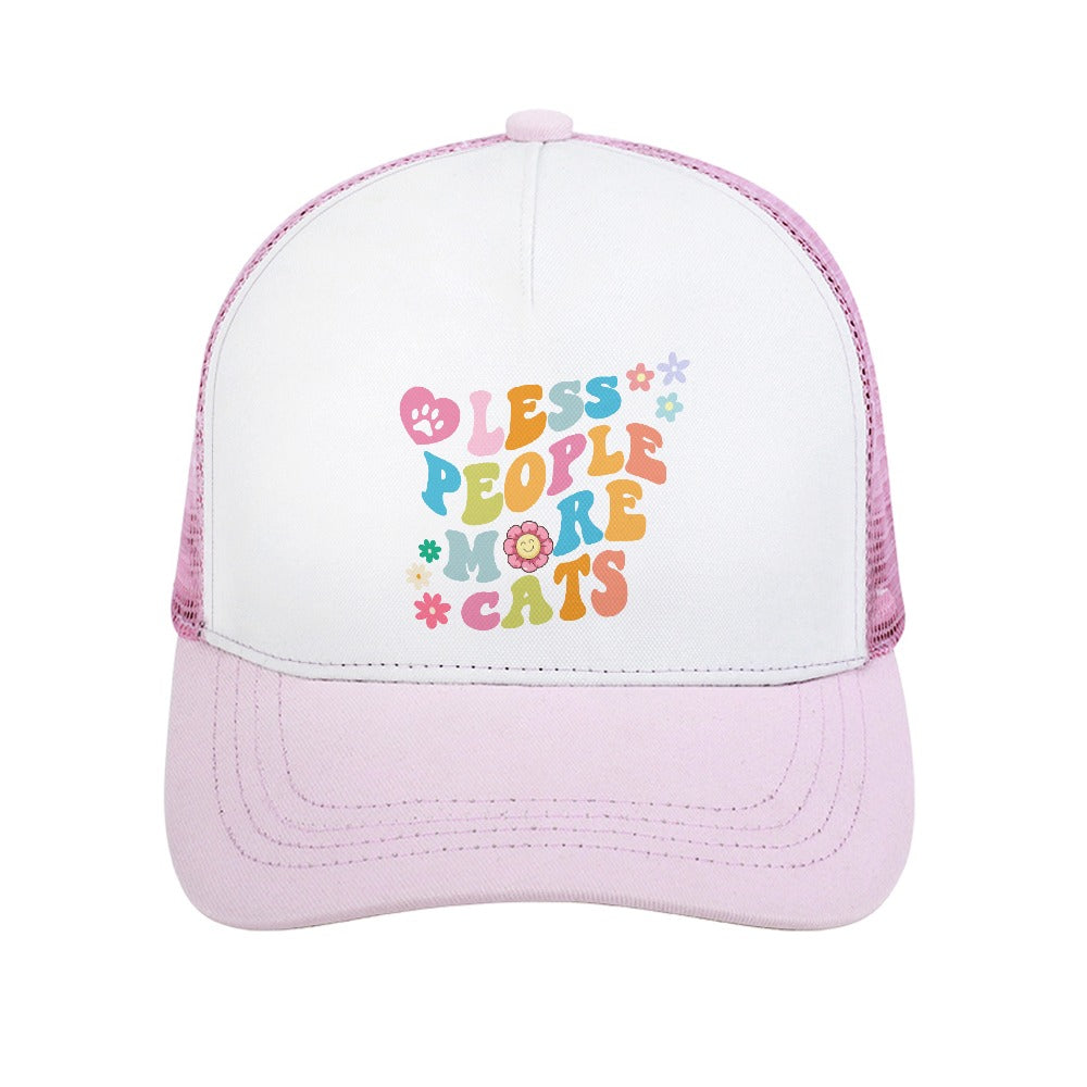 Less People More Cats Pink Foam Trucker Hat