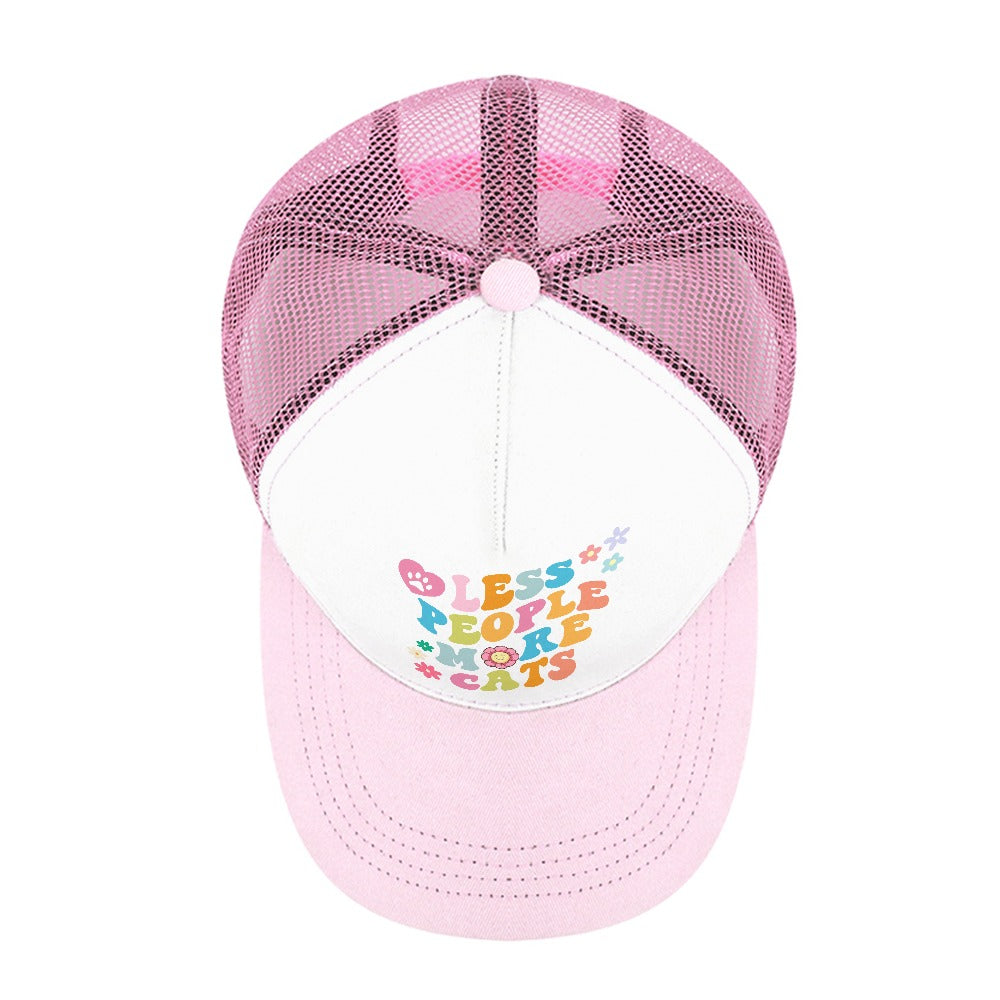 Less People More Cats Pink Foam Trucker Hat