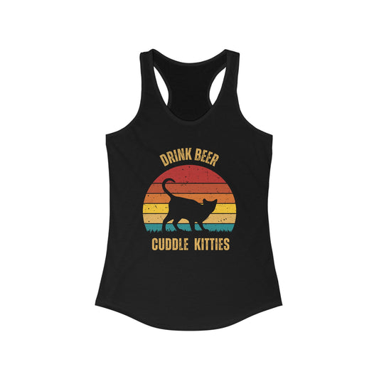 Drink Beer Cuddle Kitties Racerback Tank, Funny Cat Shirt, Cat Lover Gift, Cat Tank Top, Cat Mom Gift, Cat Dad Gift, Cat Lover Shirt