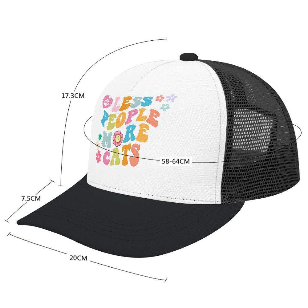 Less People More Cats Black Foam Trucker Hat