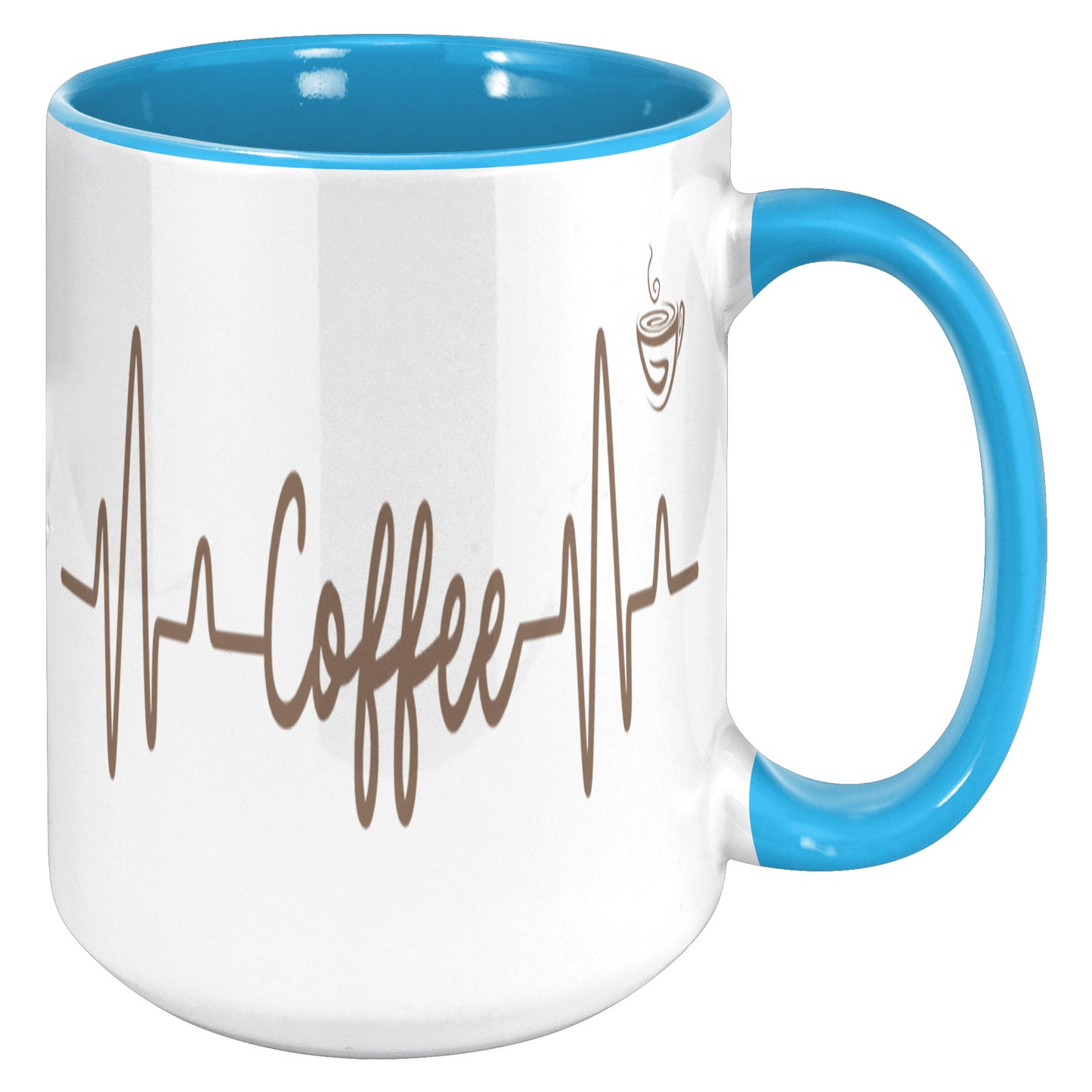 Coffee Heart Beat Accent Mug 15oz, Coffee Drinker Gift, Addicted To Coffee Gift