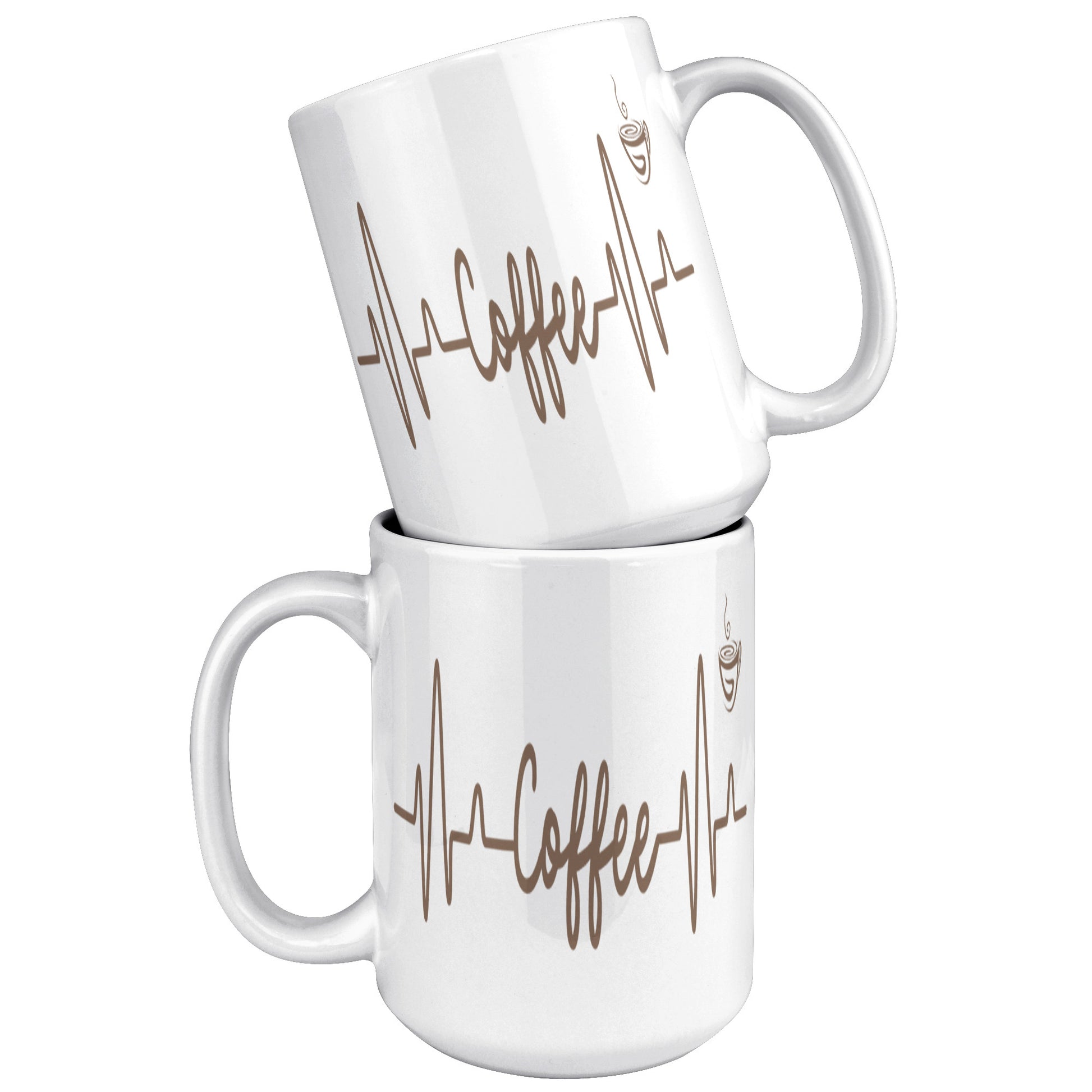 Coffee Heart Beat Mug 15oz, Coffee Drinker Gift, Addicted To Coffee Gift